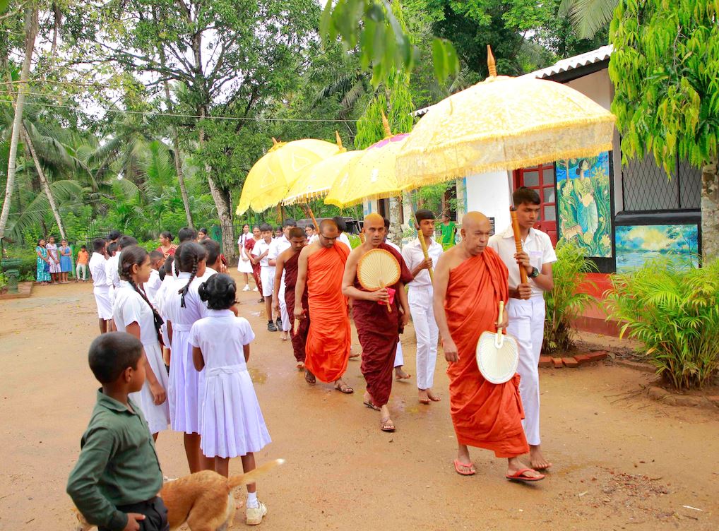 A procession of Buddhist Monks at the opening ceremony