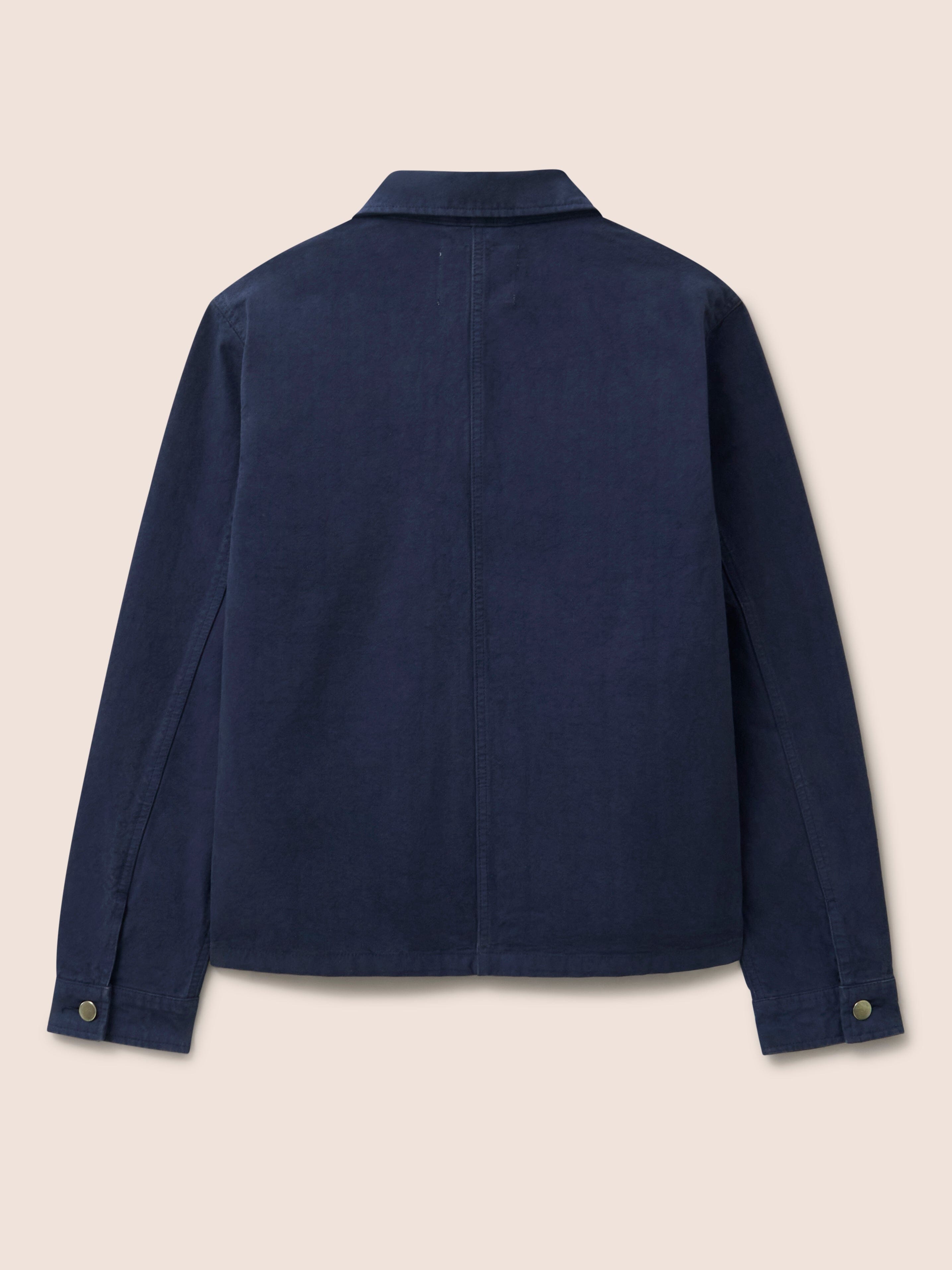 Albi Cotton Pocket Chore Jacket in Navy Outerwear- Gandys