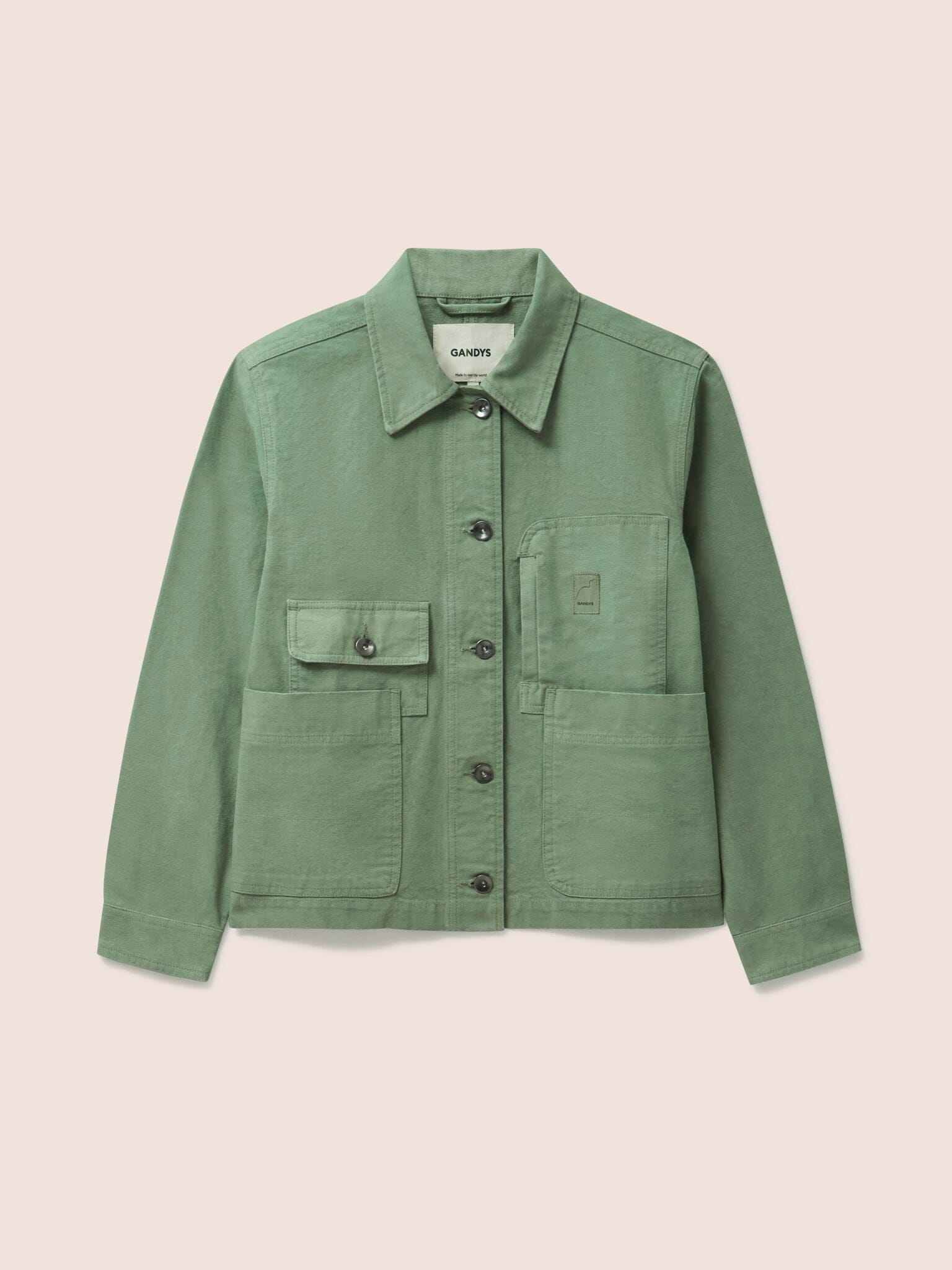 Avignon Cotton Pocket Chore Jacket in Green Outerwear- Gandys