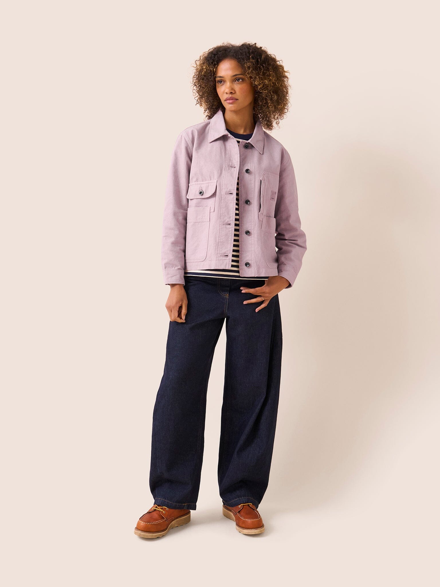 Avignon Cotton Pocket Chore Jacket in Pink Outerwear- Gandys