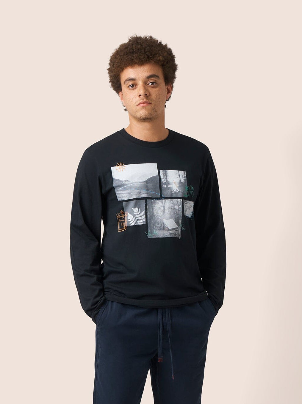 Bay Organic Cotton Camping Long Sleeve T-shirt T-Shirts- Gandys