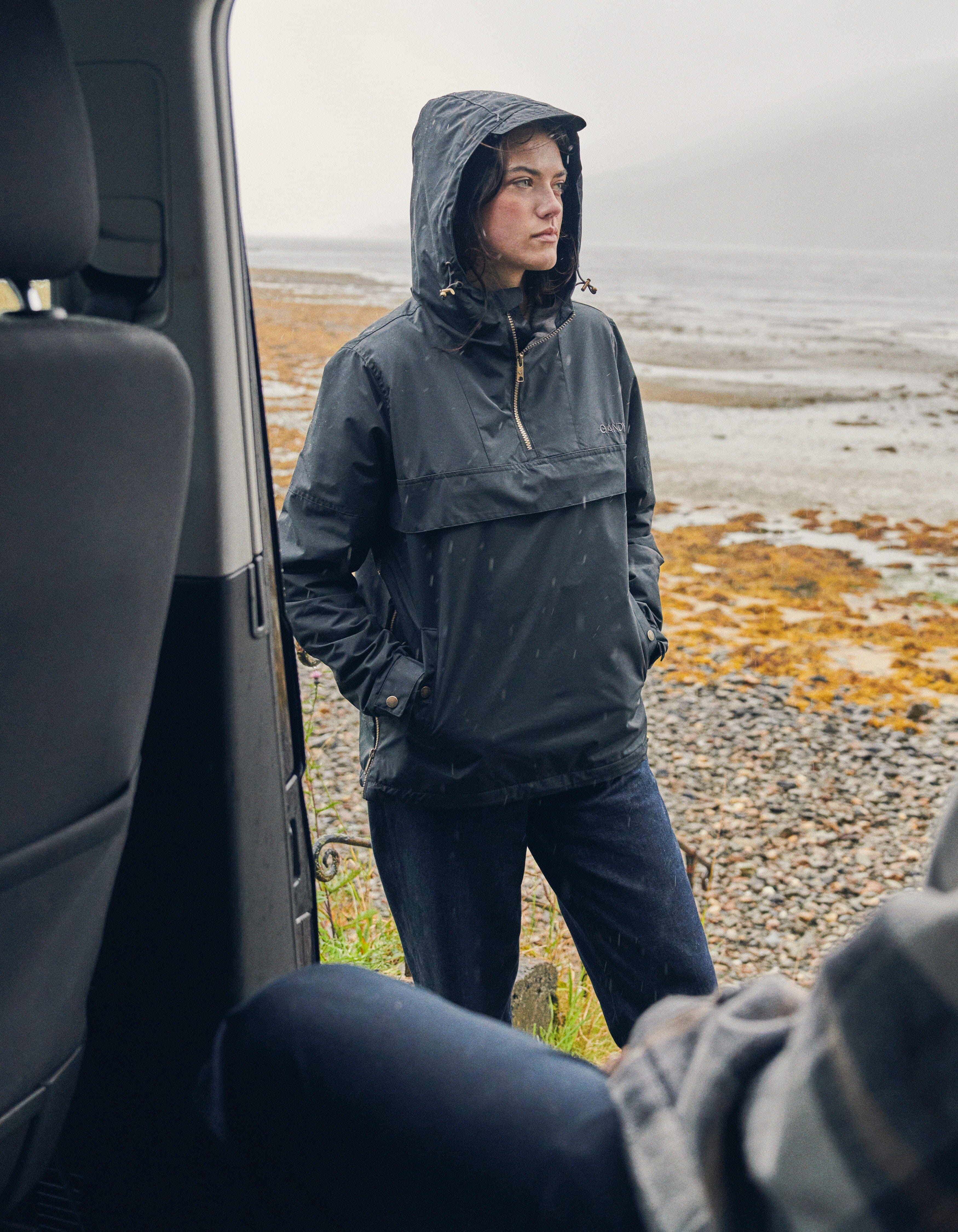 Black Alberta Fleece Lined Overhead Jacket Outerwear- Gandys