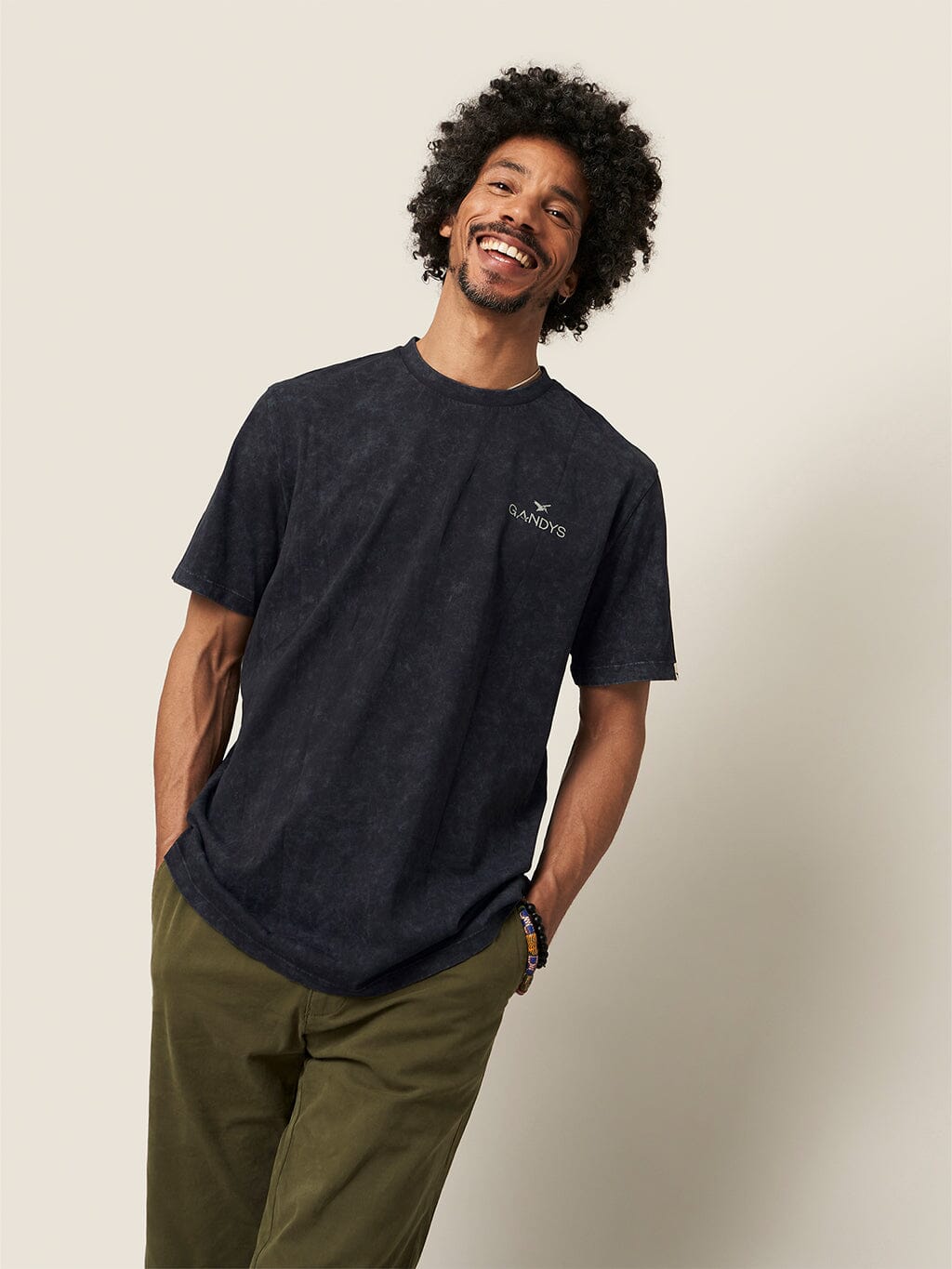 Black Distressed Wave Print Tee T-Shirts- Gandys