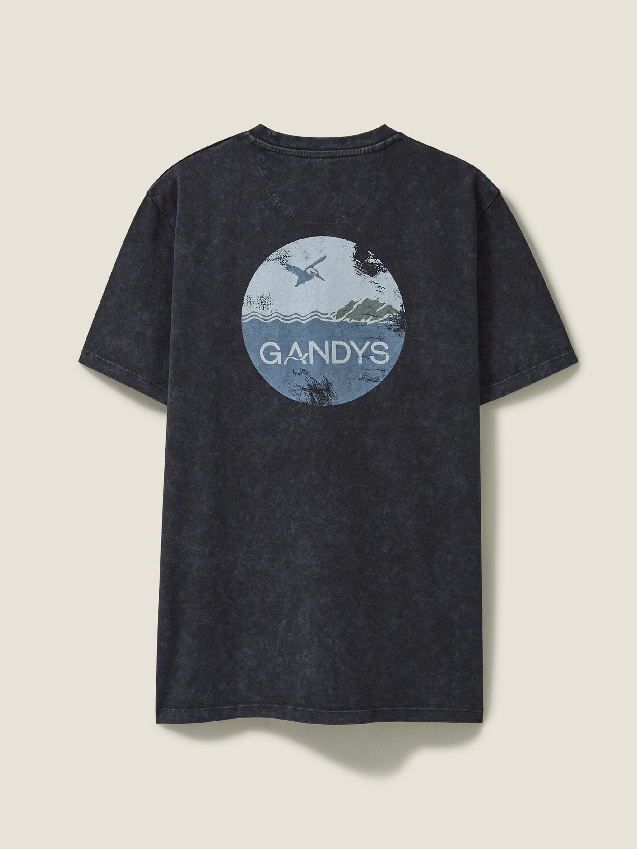 Black Distressed Wave Print Tee - Gandys