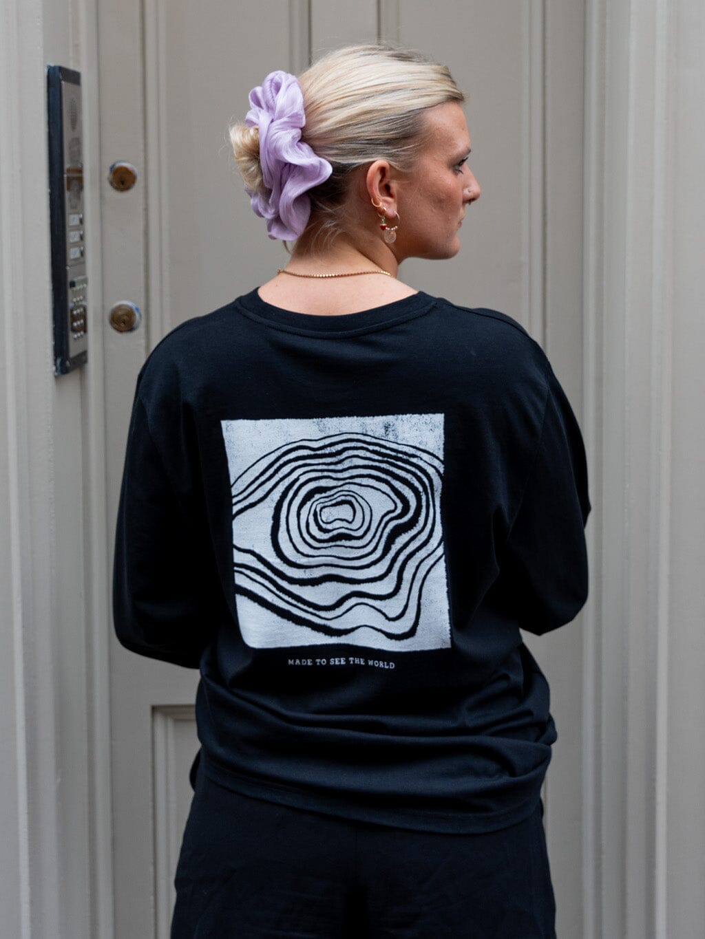 Black Nepal Long Sleeve Campus T-Shirt T-Shirts- Gandys