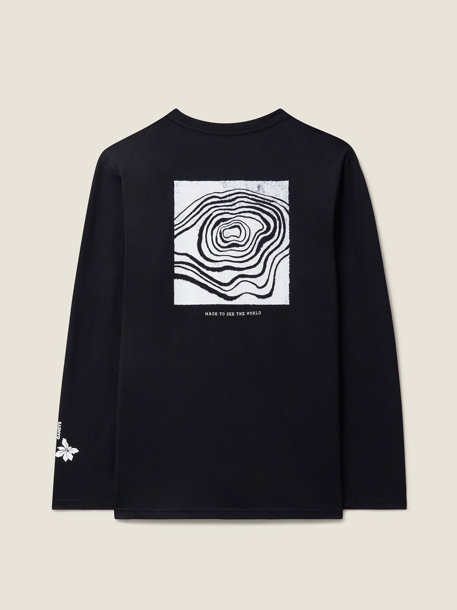 Black Nepal Long Sleeve Campus T-Shirt T-Shirts- Gandys