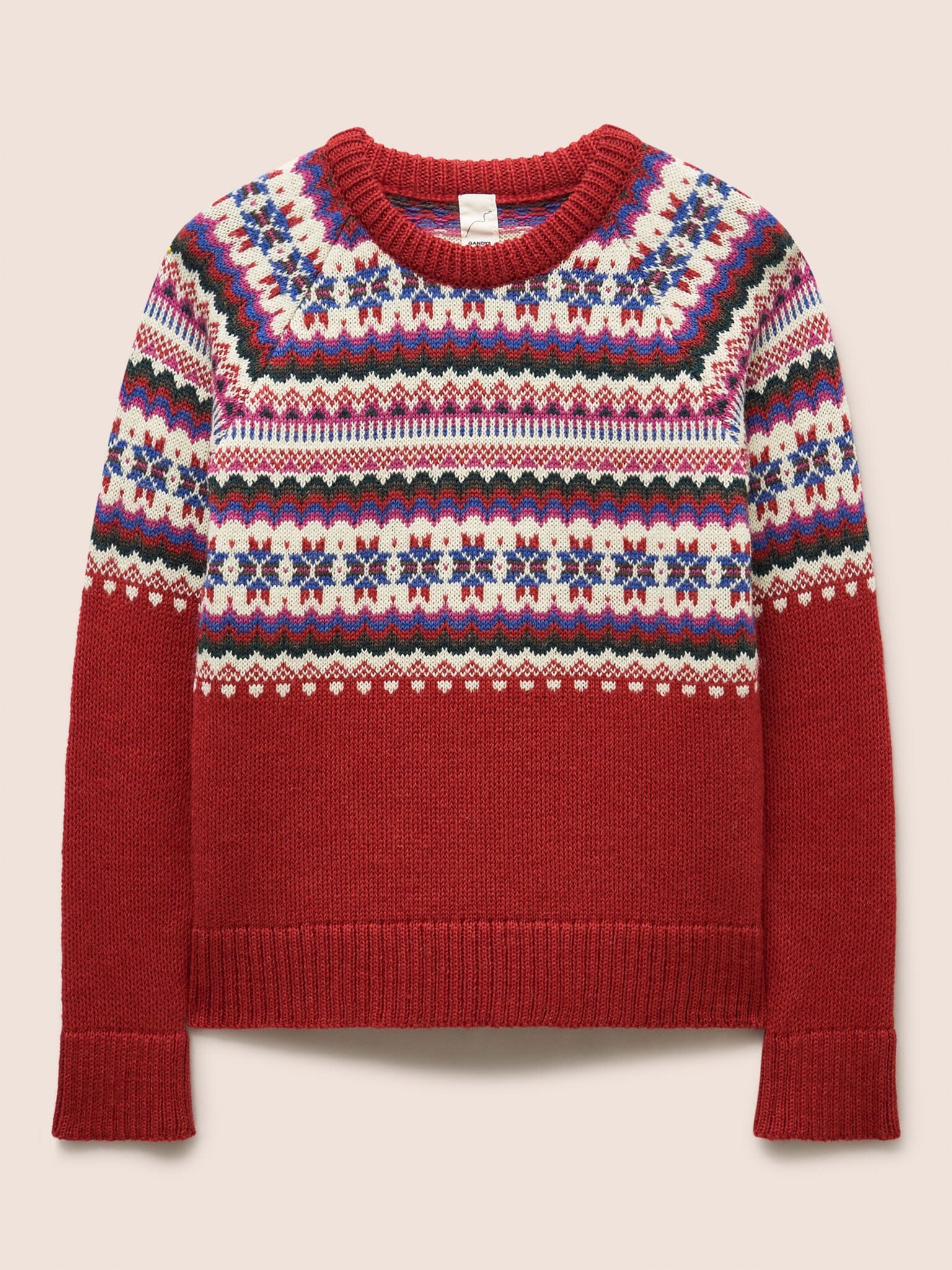 Blair Made in England Wool Fair Isle Sweater in Red Layering- Gandys