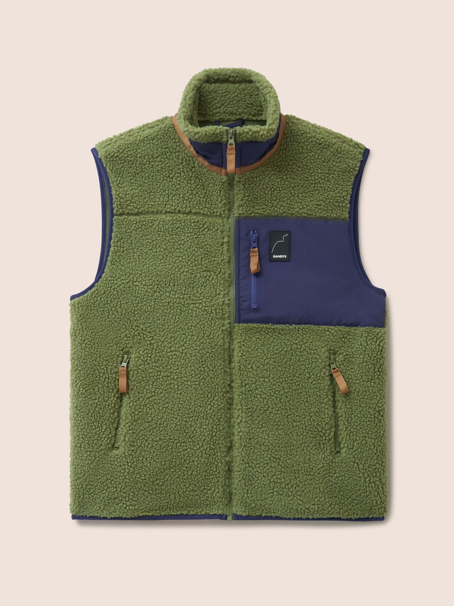 Boston Recycled Fleece Gilet in Green Layering- Gandys