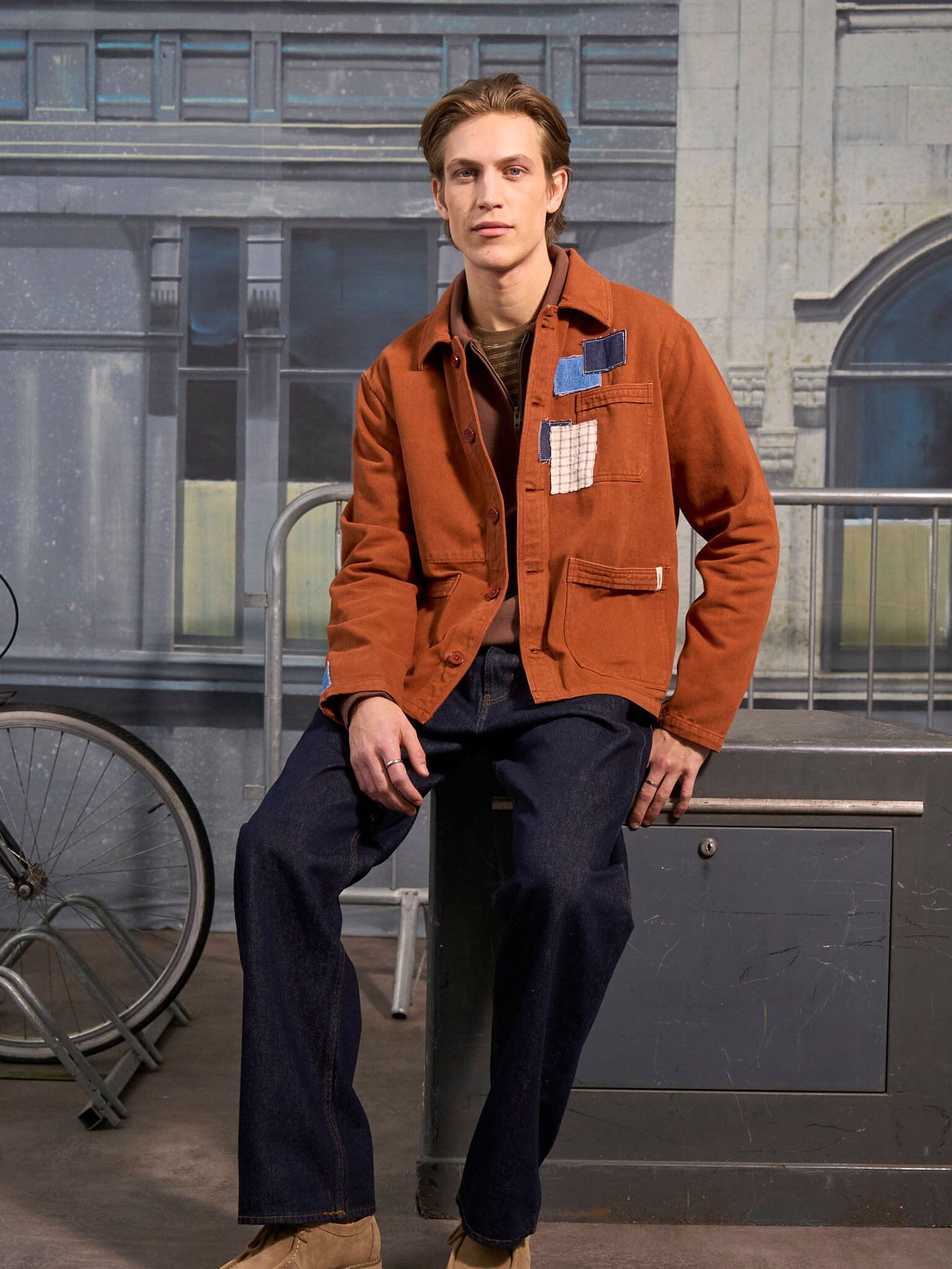 Brecon Cotton Patch Chore Jacket in Orange Outerwear- Gandys