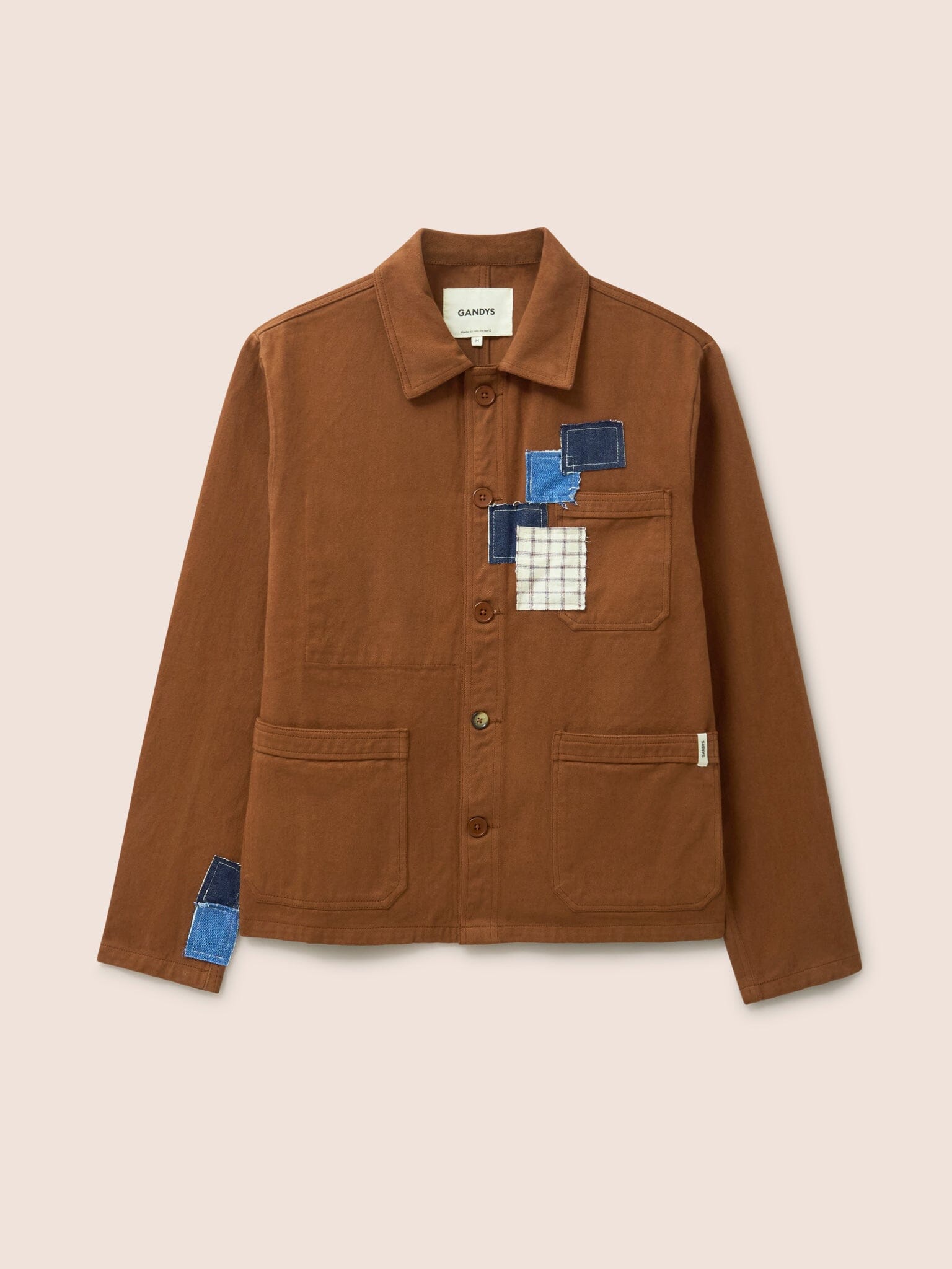 Brecon Cotton Patch Chore Jacket in Orange Outerwear- Gandys