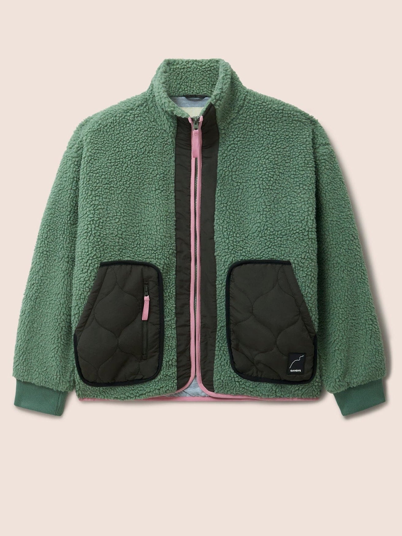 Brooklyn Recycled Fleece Zip front Jacket in Khaki Layering- Gandys