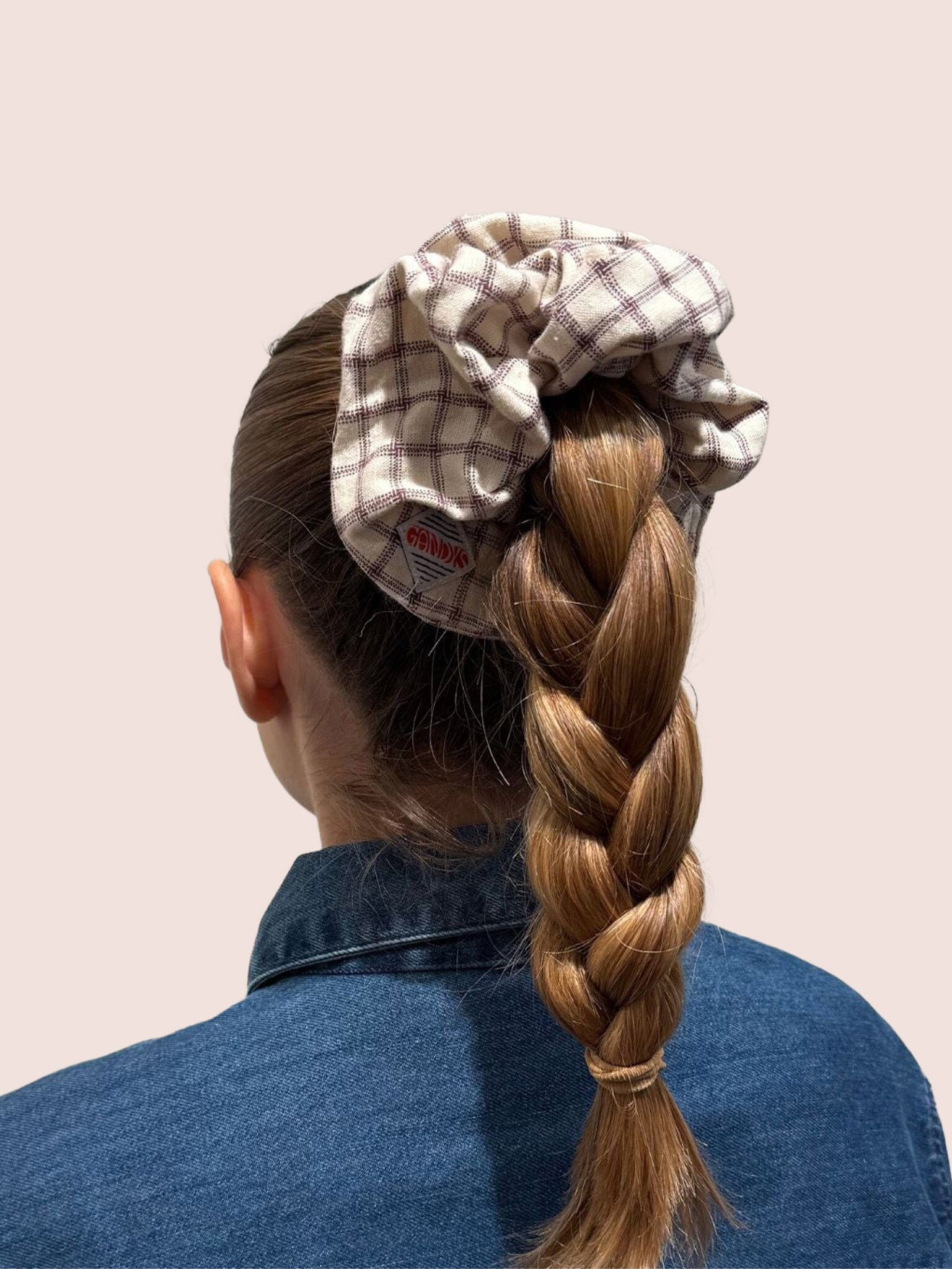 Brown Check Scrunchie Accessories- Gandys