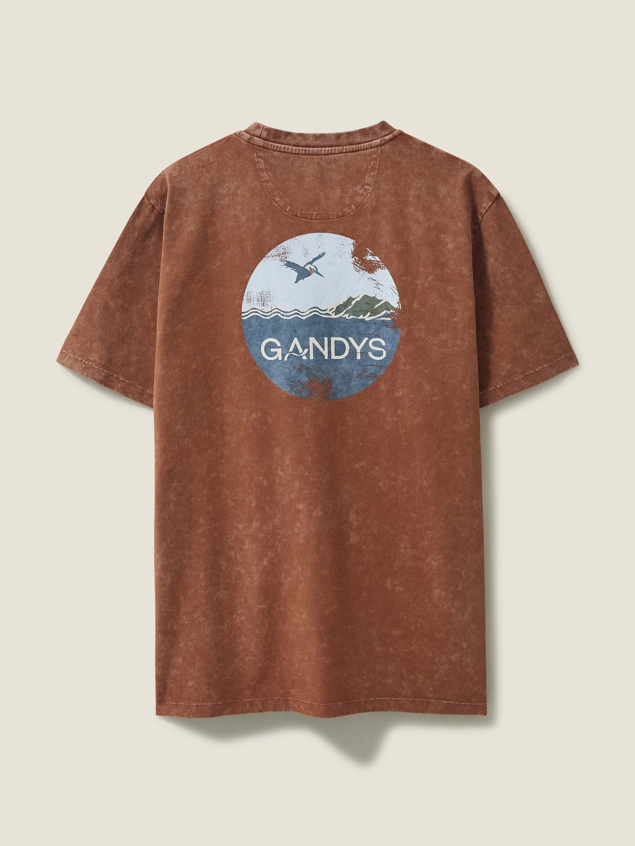 Burnt Orange Distressed Wave Print Tee - Gandys