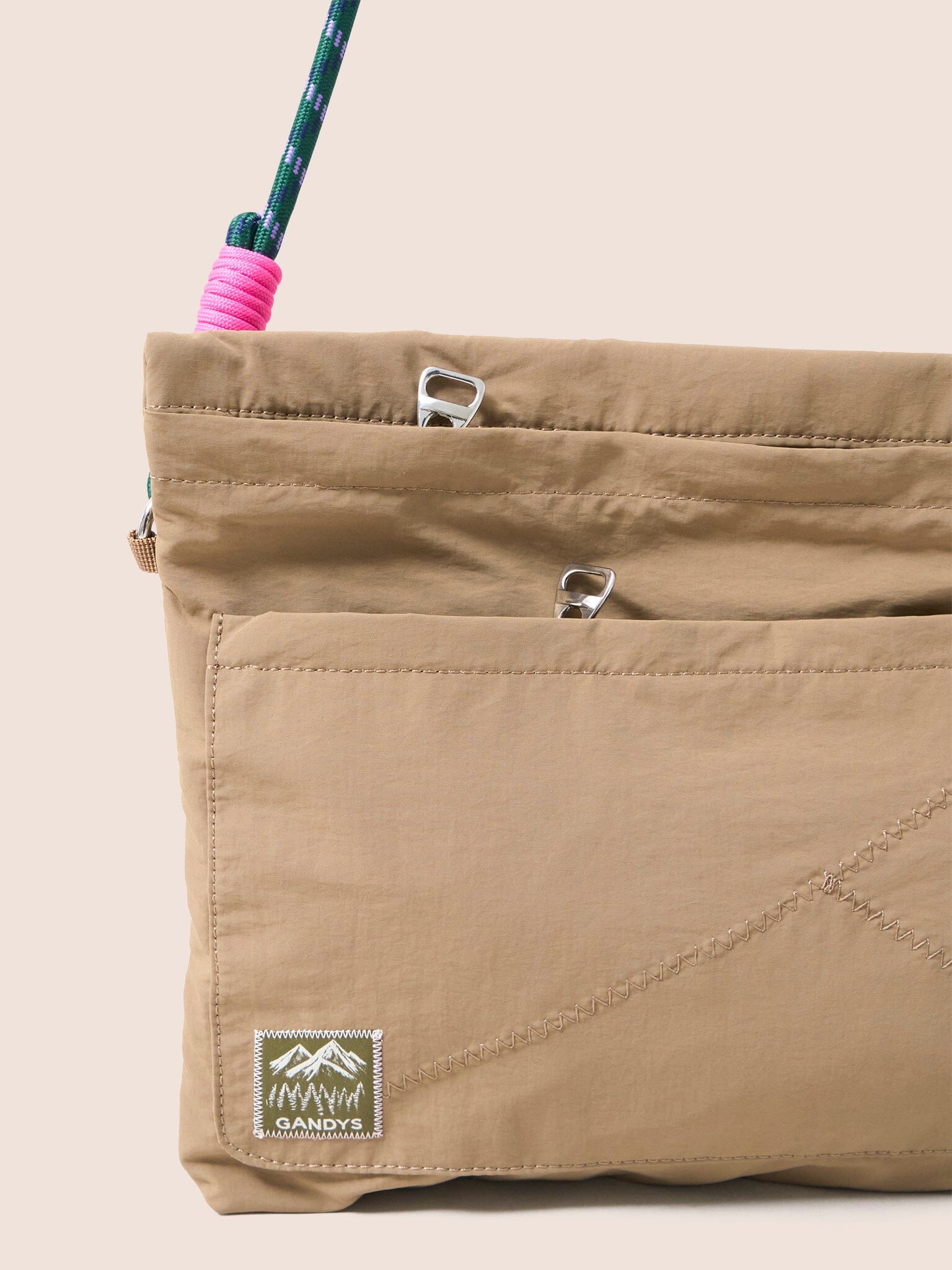 Carabiner Club Recycled Envelope Crossbody Bag in Taupe Bags- Gandys