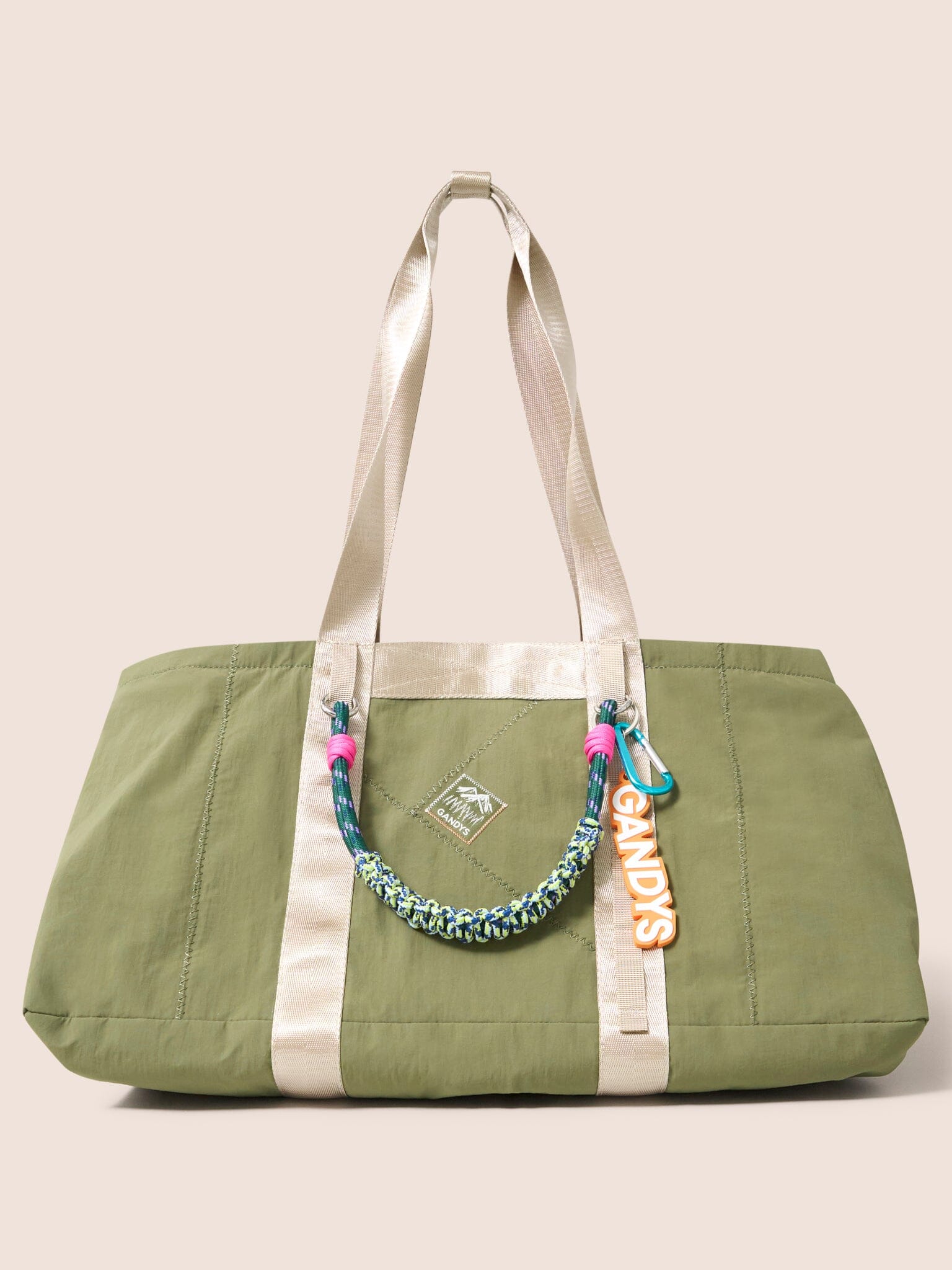 Carabiner Club Recycled Large Cube Weekend Bag in Khaki Bags- Gandys