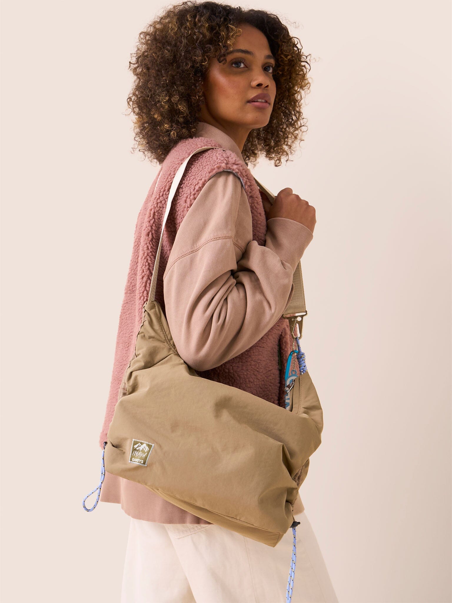 Carabiner Club Recycled Small Crescent Bag in Taupe Bags- Gandys