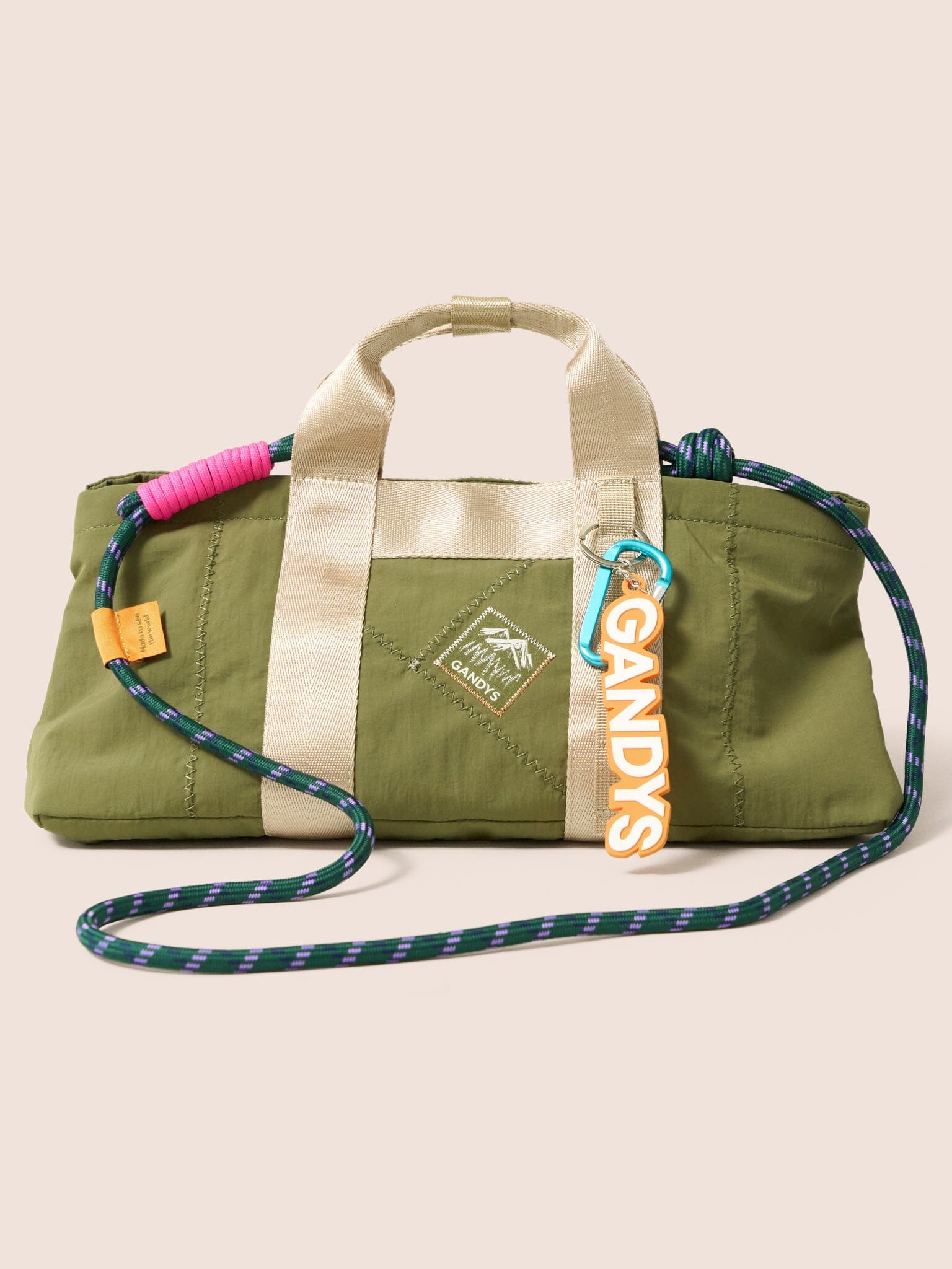 Carabiner Club Recycled Small Cube Crossbody in Khaki Bags- Gandys