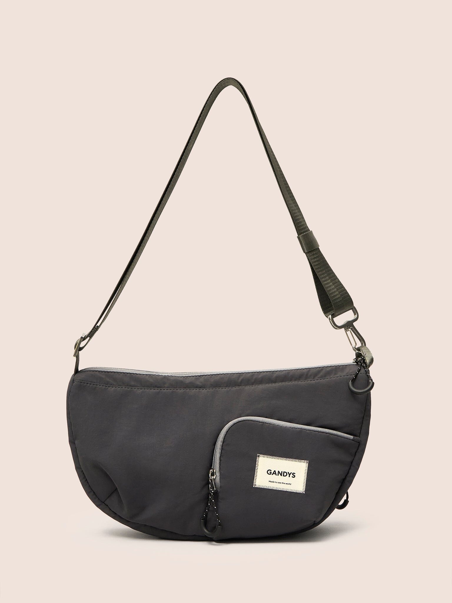 Ecuador Recycled Fabric Sling Bag in Charcoal - Main Image