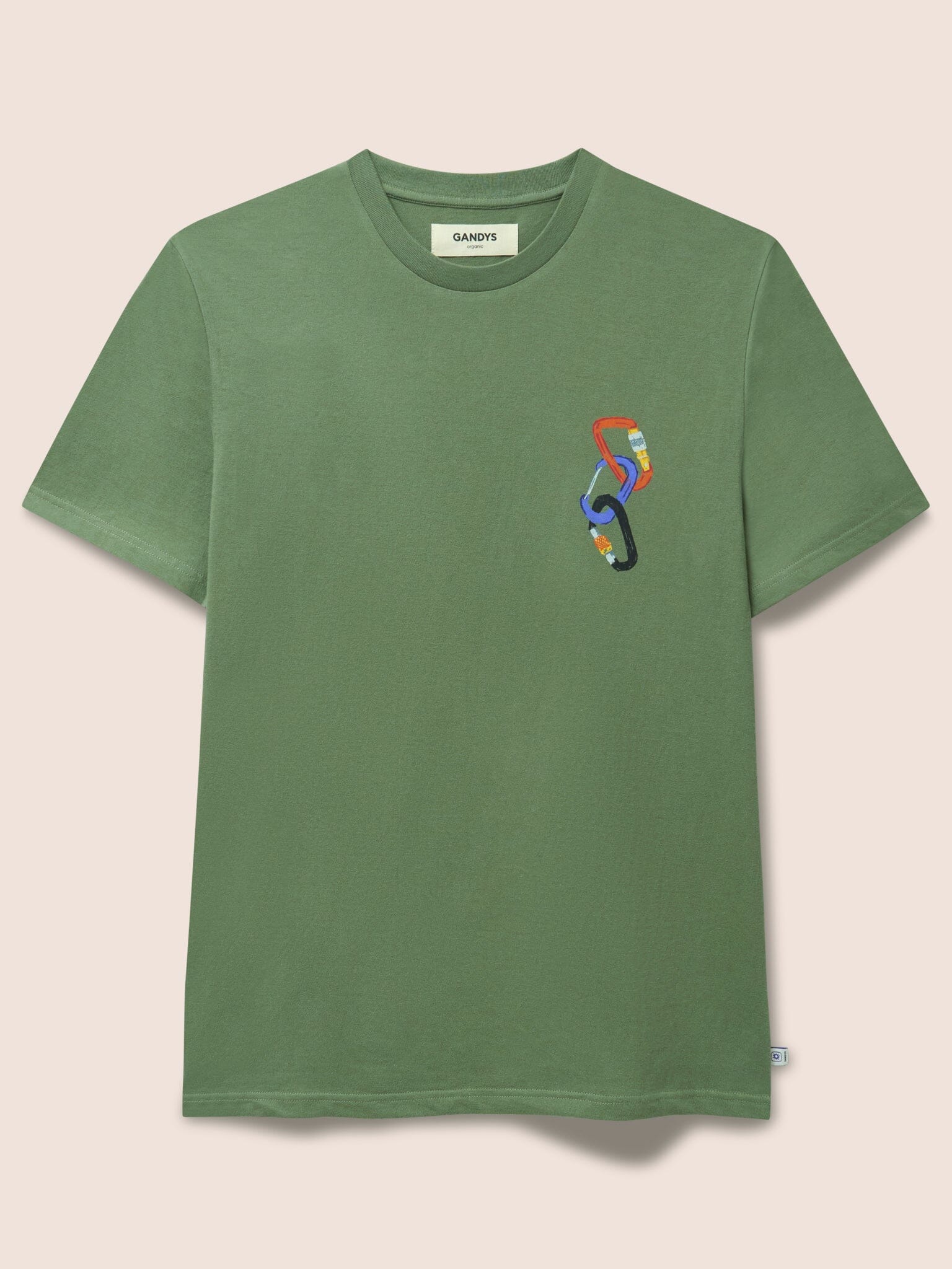 Classic Organic Cotton T-Shirt in Carabiner Tee in Khaki T-Shirts- Gandys