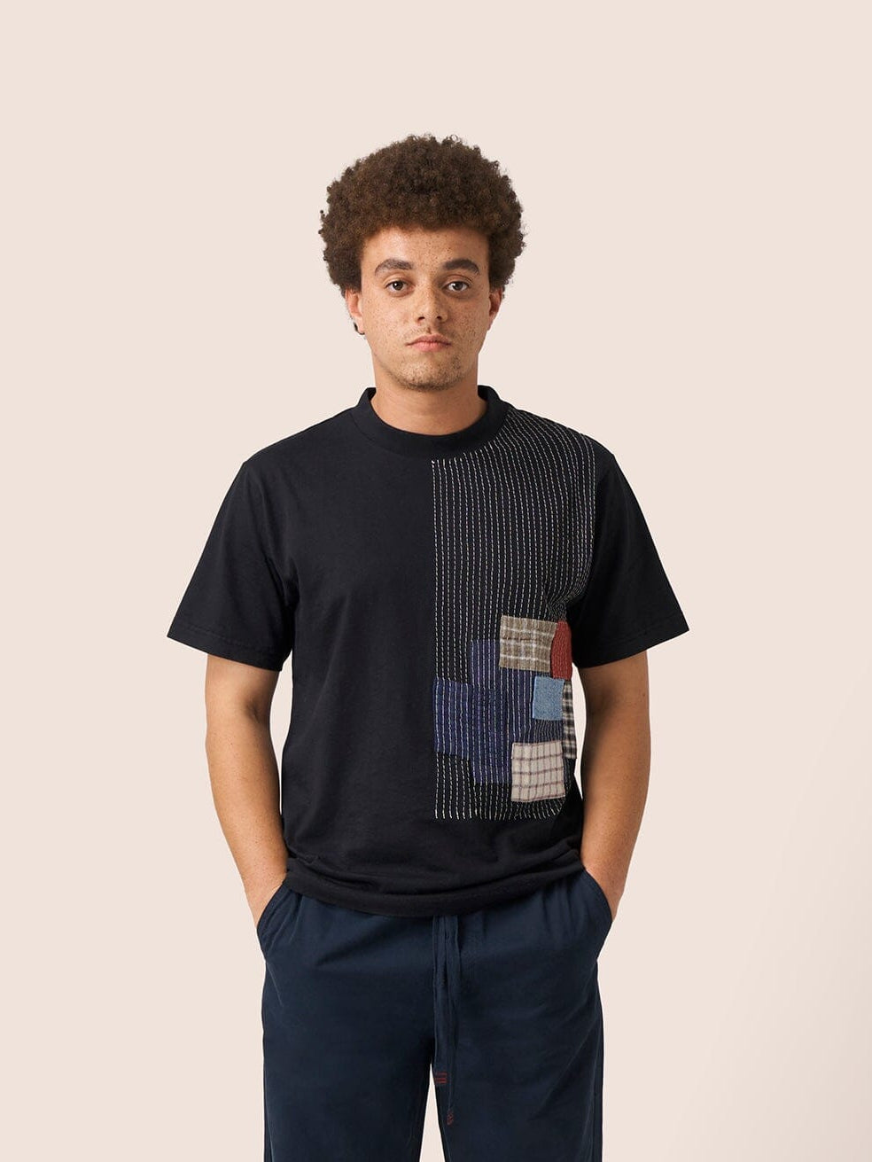 Conwy Cotton Patchwork T-shirt T-Shirts- Gandys