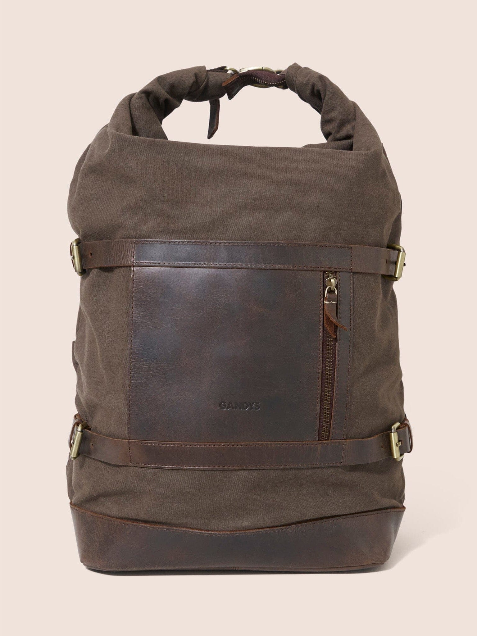 Dolpo Waxed Cotton Roll Top Backpack in Chestnut Bags- Gandys