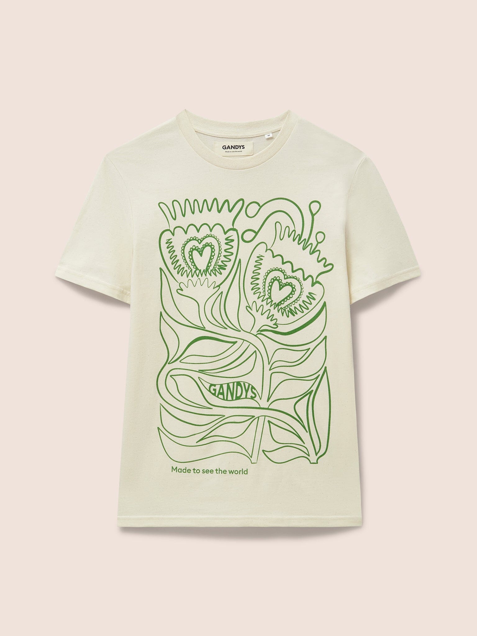 Ecru Abstract Rose Graphic T-Shirt T-Shirts- Gandys