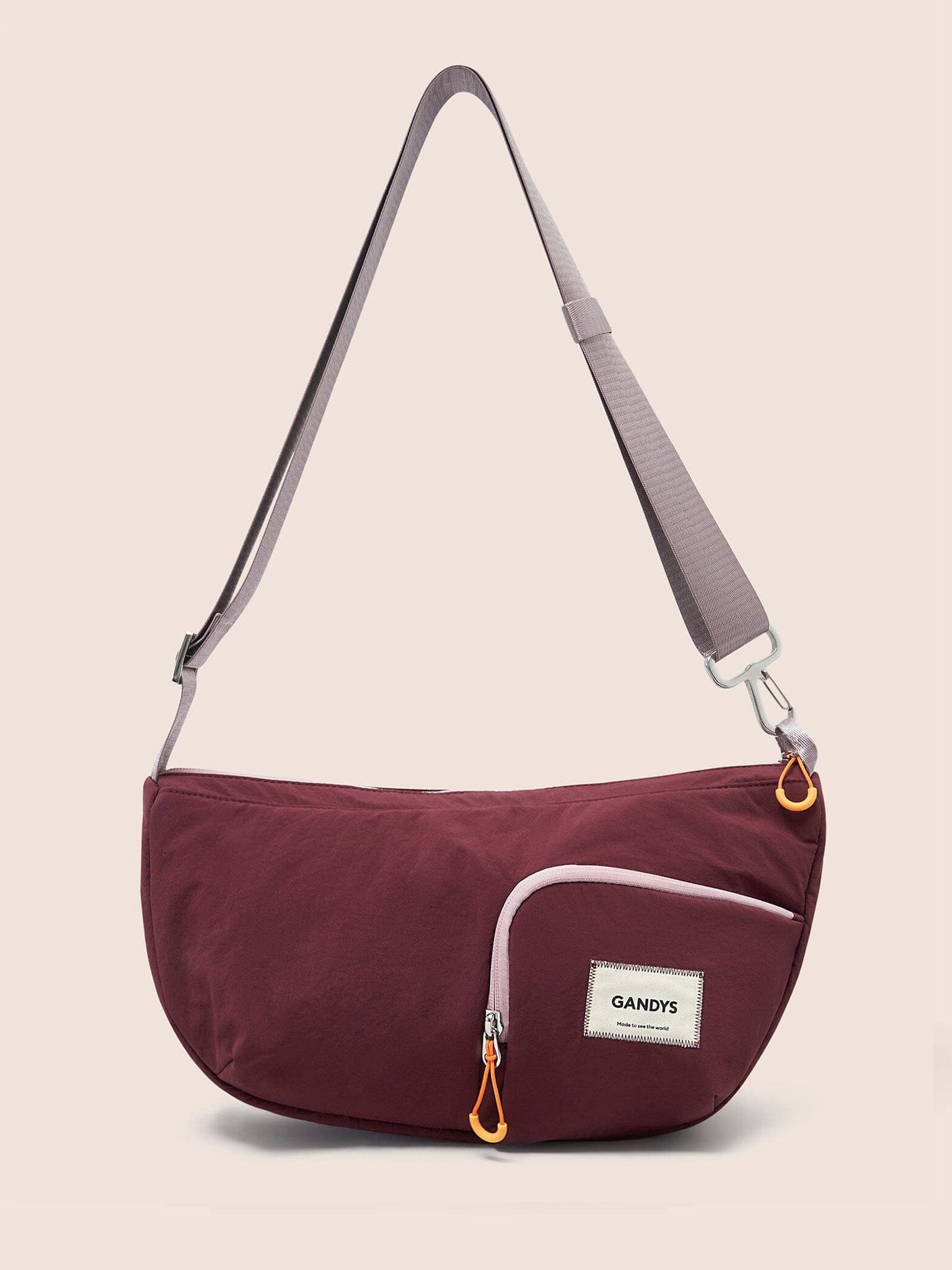 Ecuador Recycled Nylon Sling Bag in Burgundy Bags- Gandys