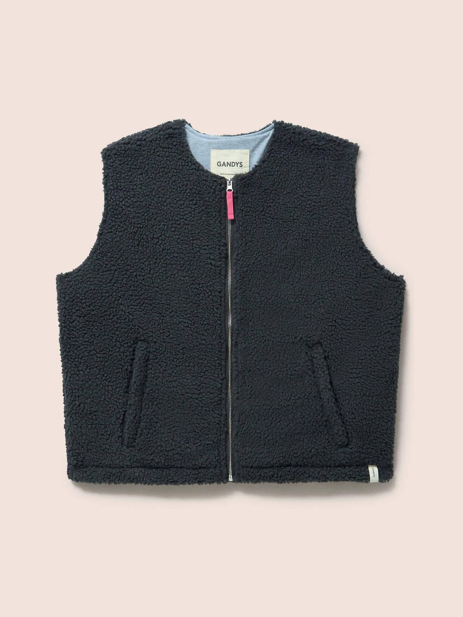 Harlem Recycled Fleece Gilet in Charcoal Layering- Gandys