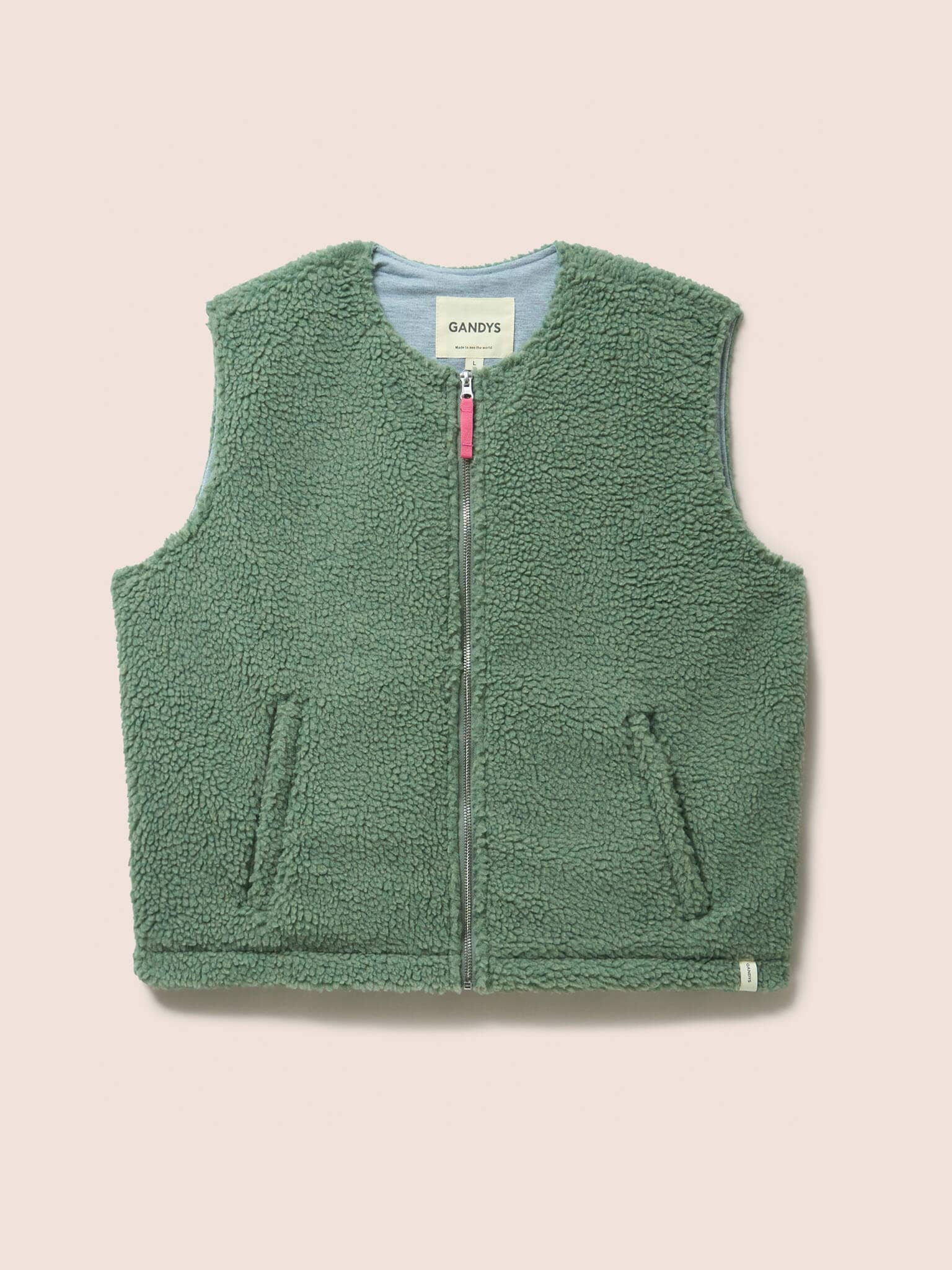 Harlem Recycled Fleece Gilet in Hedge Green Layering- Gandys