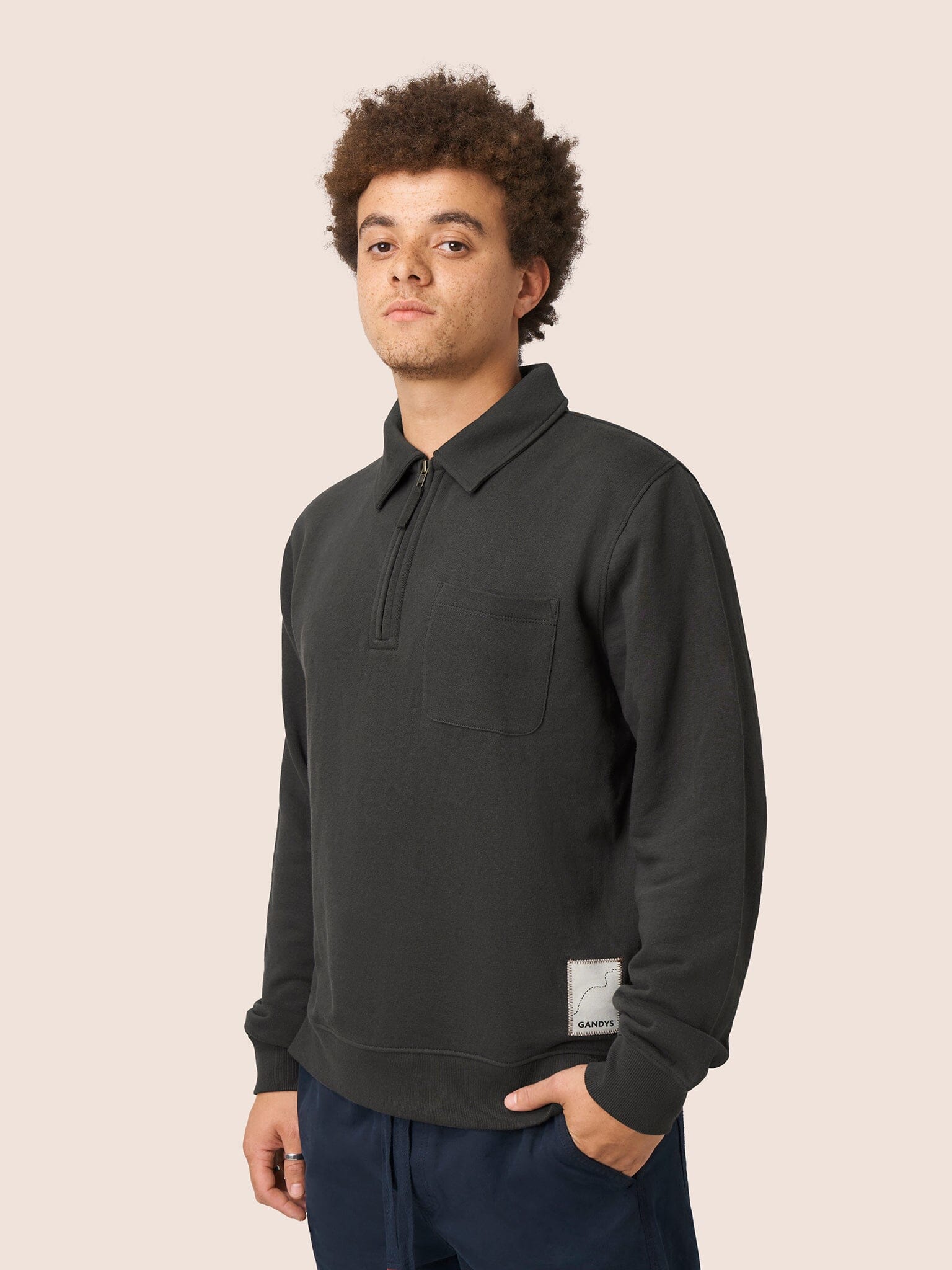 Java Cotton 1/4 Zip Sweater in Charcoal Layering- Gandys