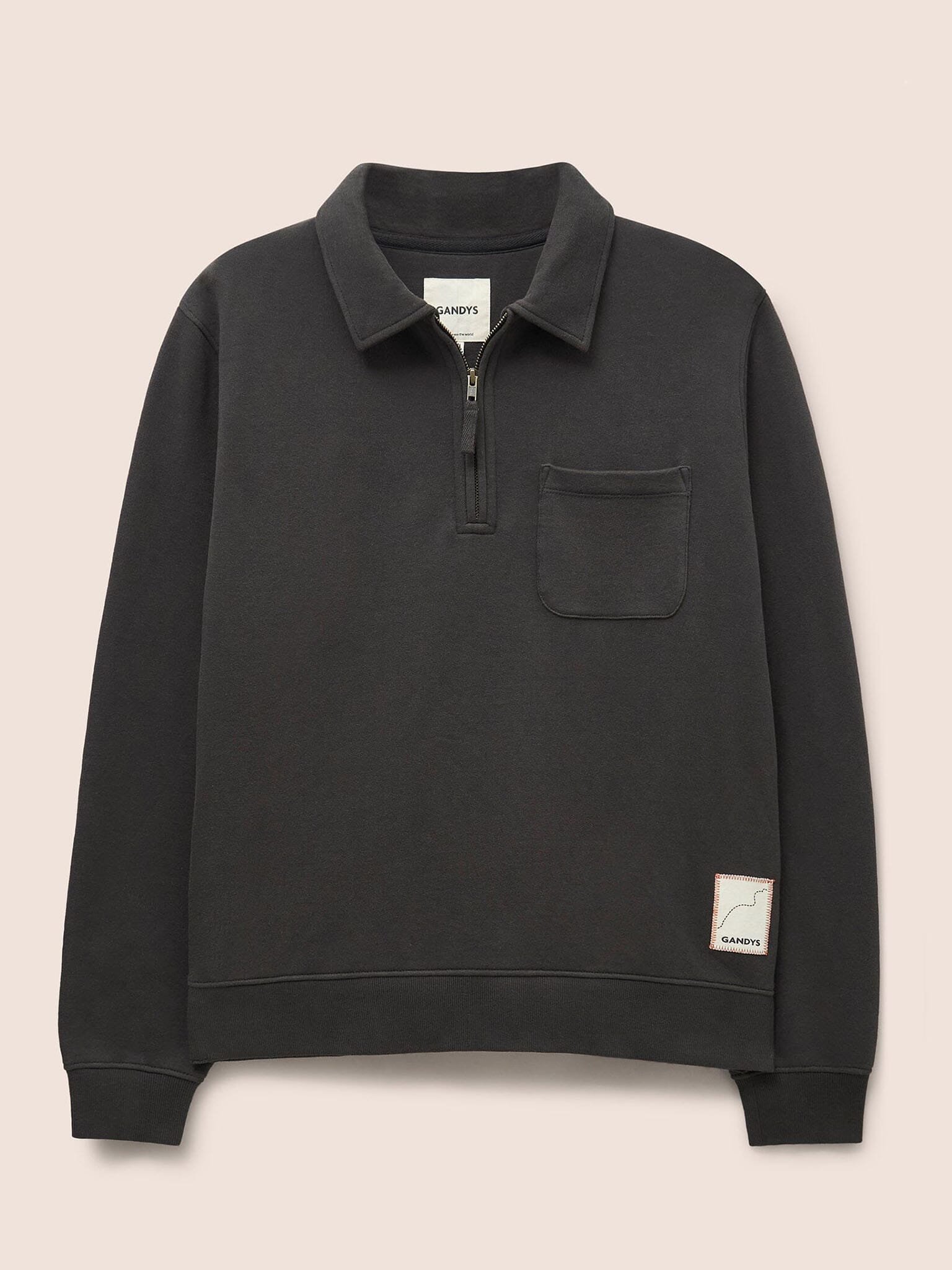 Java Organic Cotton 1/4 Zip Sweater in Charcoal Layering- Gandys