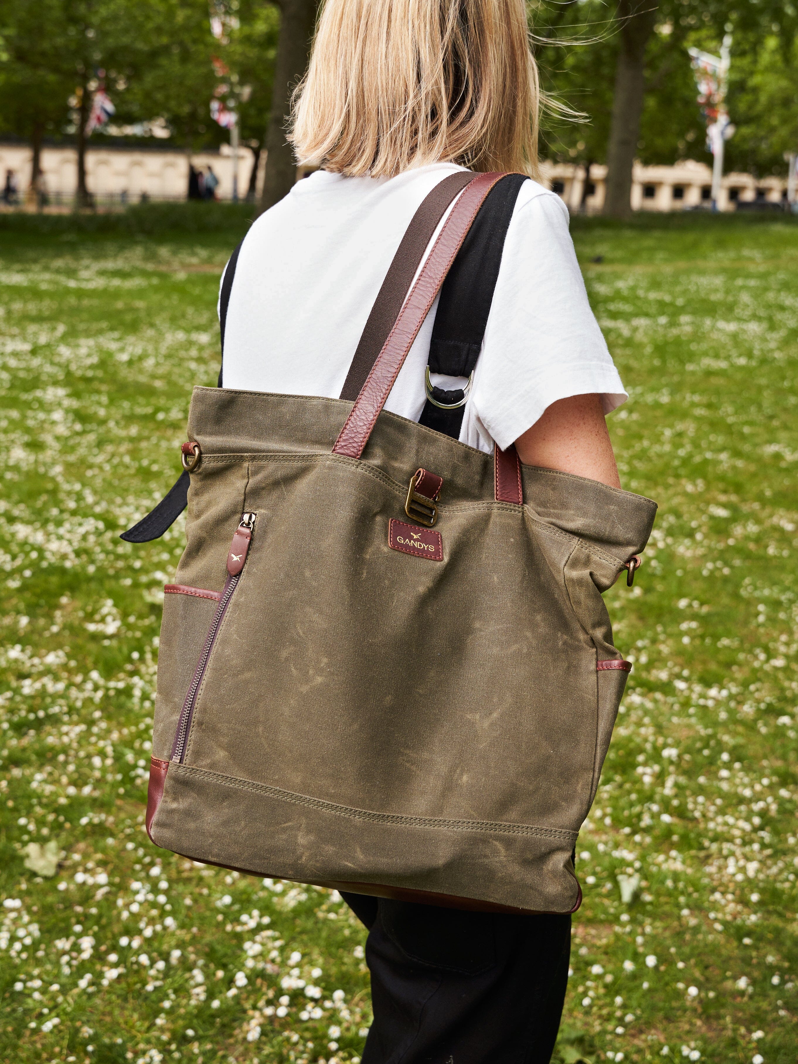 Khaki Jaipur Waxed Cotton Tote Bags- Gandys