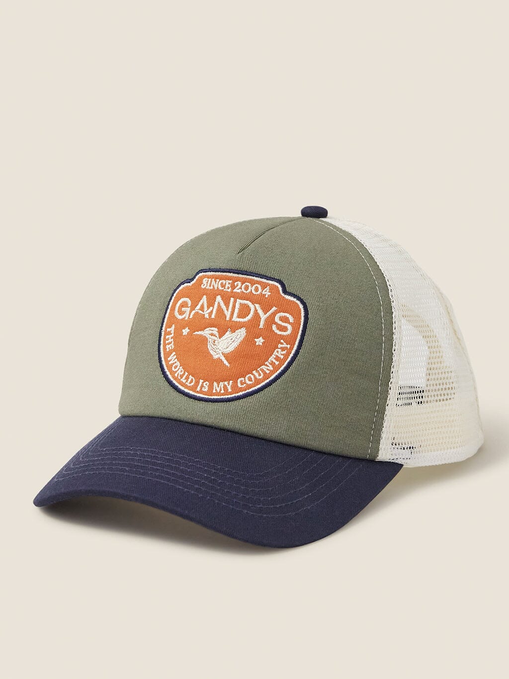 Khaki The World is My Country Trucker Cap Accessories- Gandys