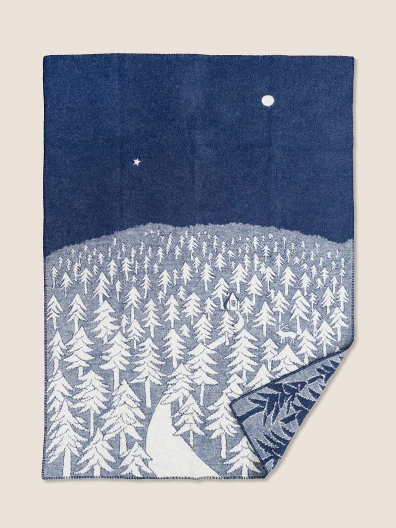 Klippan House in the Forest Lambswool Navy Blue Blanket Accessories- Gandys