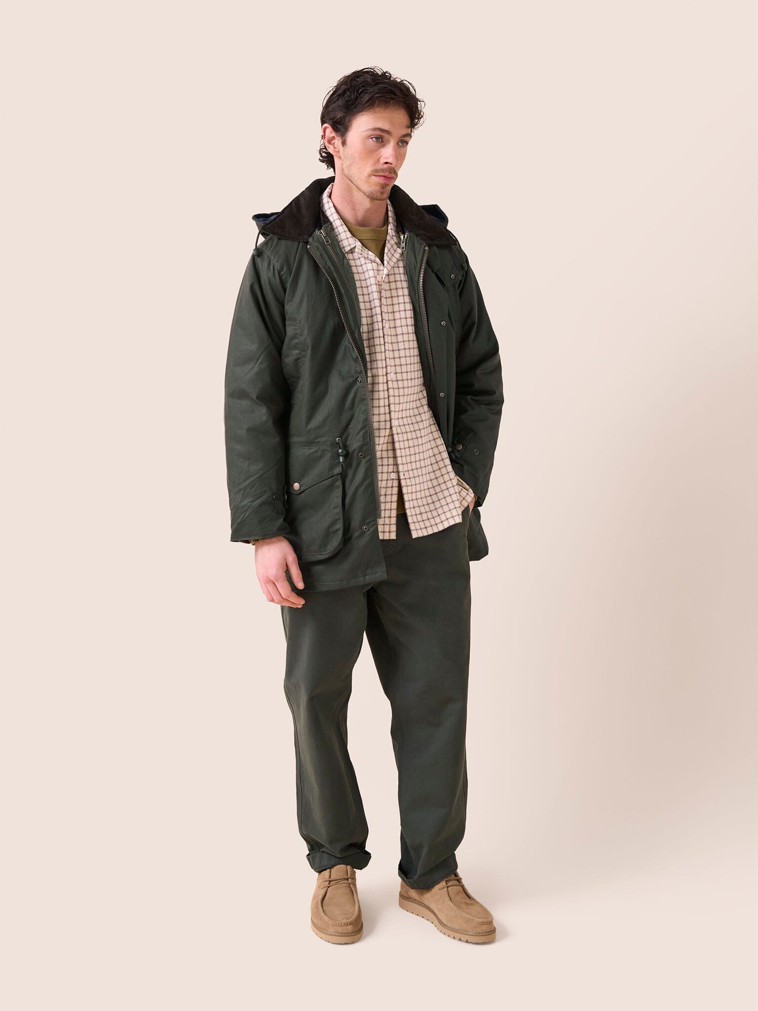 Leighton Waxed Cotton 4 in 1 Coat in Dark Olive Outerwear- Gandys