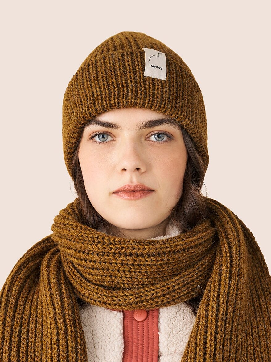 Lomond Made in England Wool Beanie in Harvest Green Accessories- Gandys