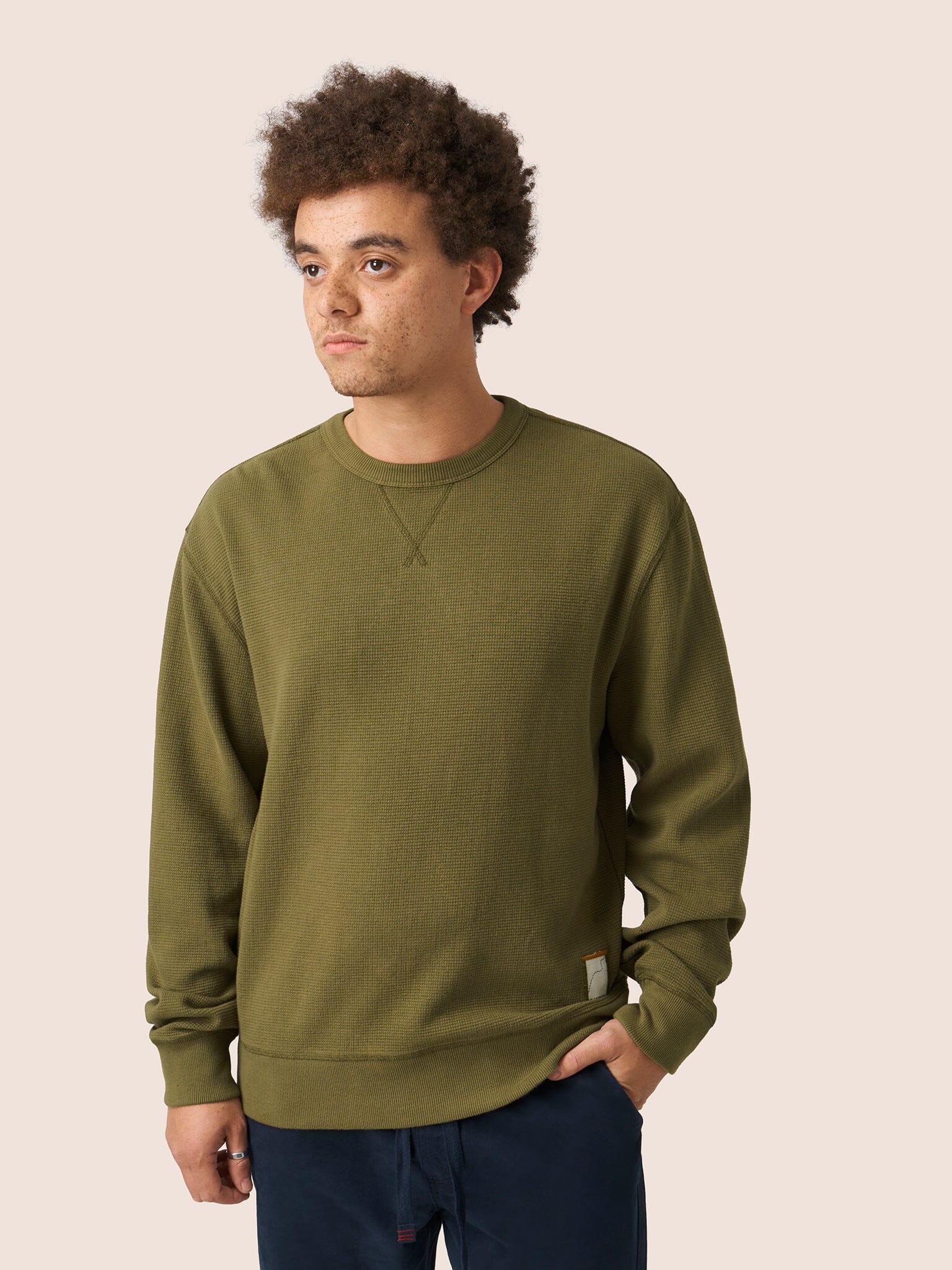 Luzon Cotton Waffle Crew Neck Jumper Layering- Gandys