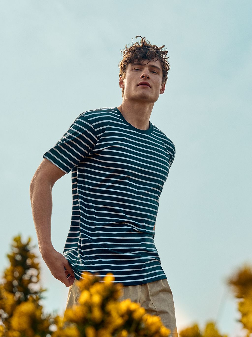 Navy Malibu Striped T-Shirt T-Shirts- Gandys