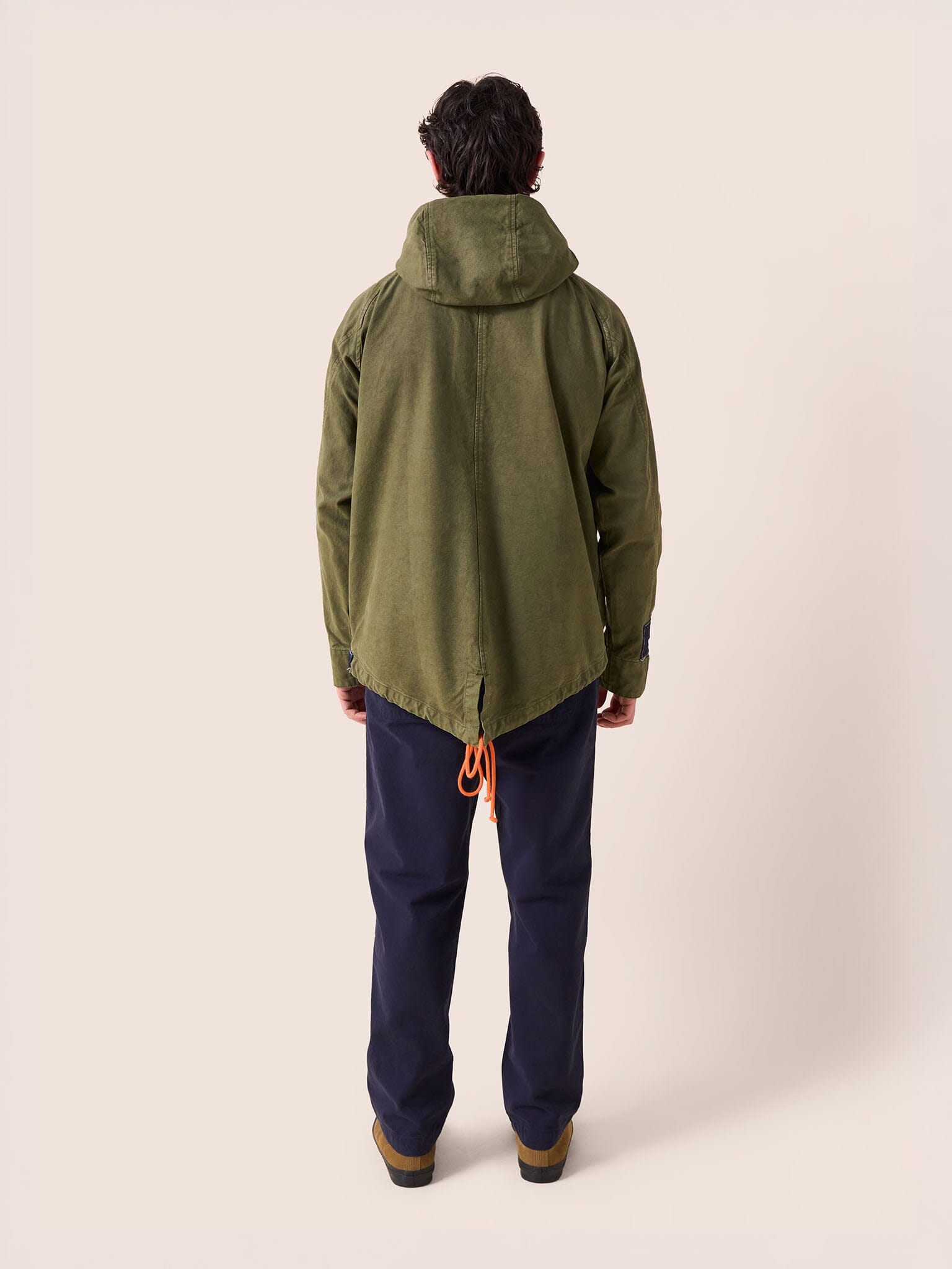 Oslo Cotton Patchwork Overhead Parka Jacket in Khaki Outerwear- Gandys