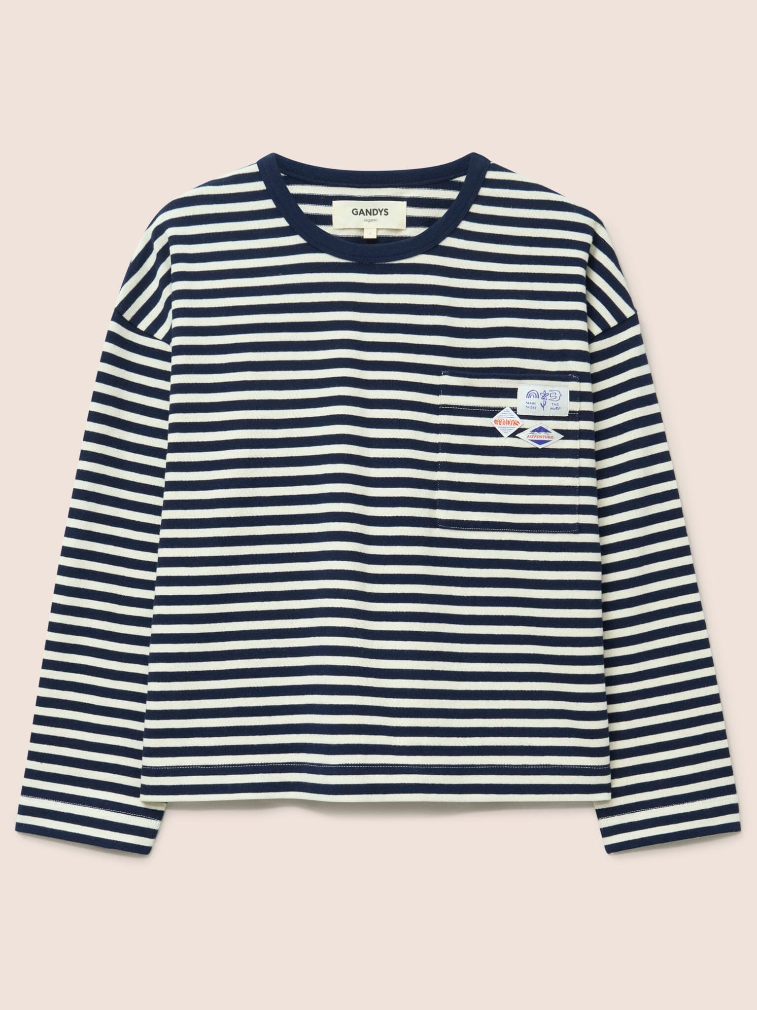 Seine Organic Cotton Classic Long Sleeve Stripe T-Shirt in Navy T-Shirts- Gandys