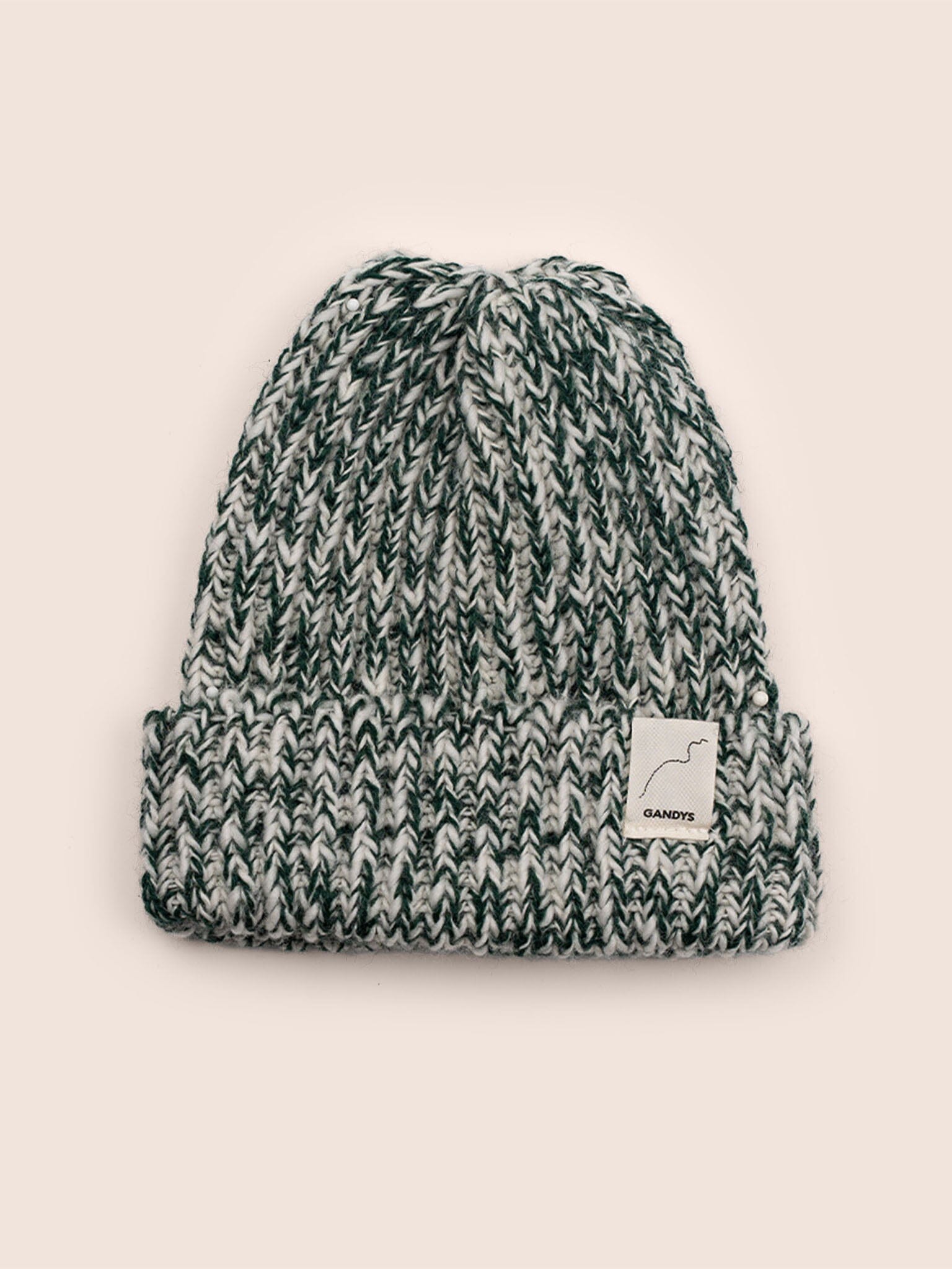 Skye Made in England Wool Beanie in Green Marl Accessories- Gandys
