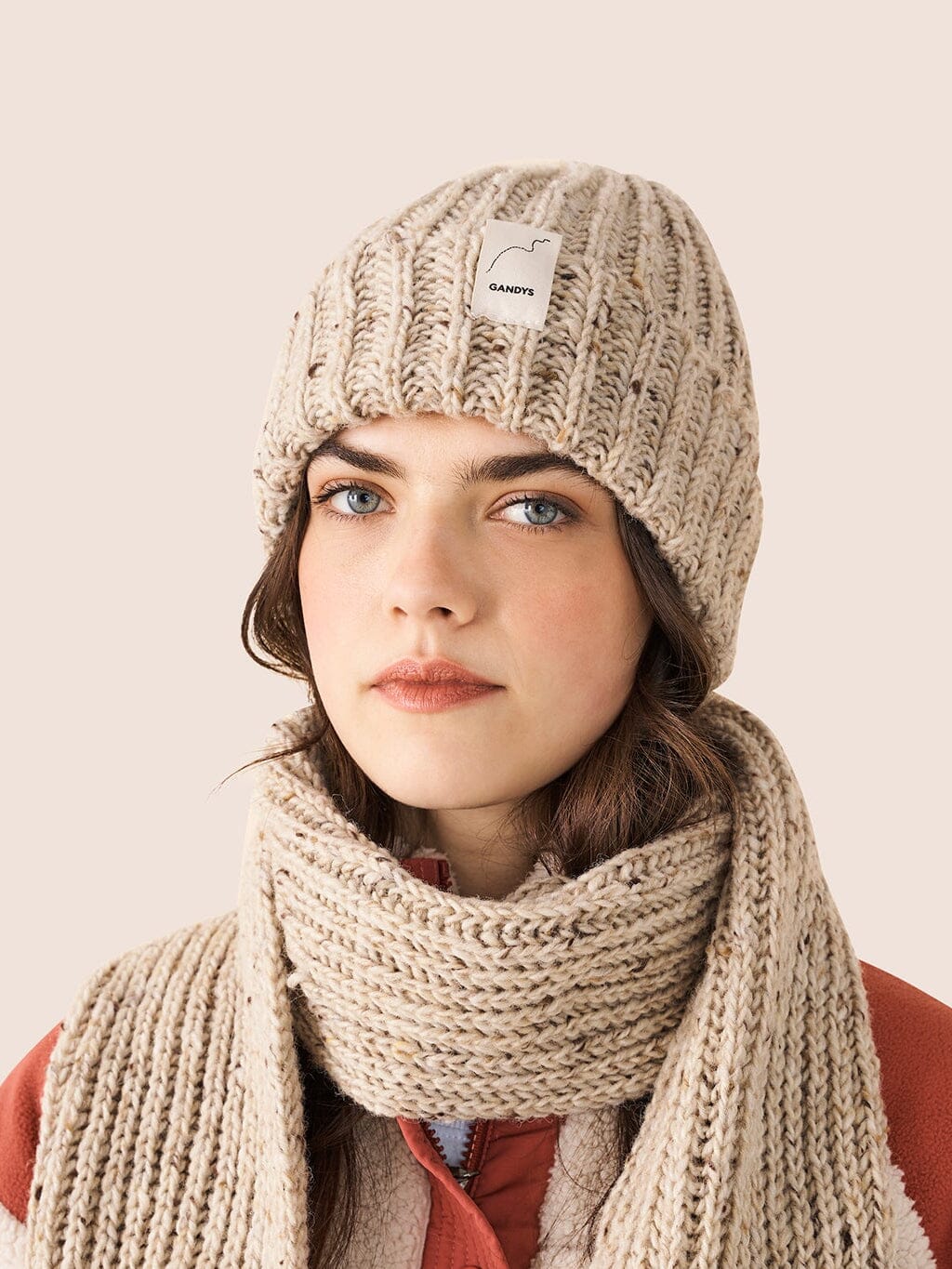 Skye Made in England Wool Beanie in Natural Slub Accessories- Gandys