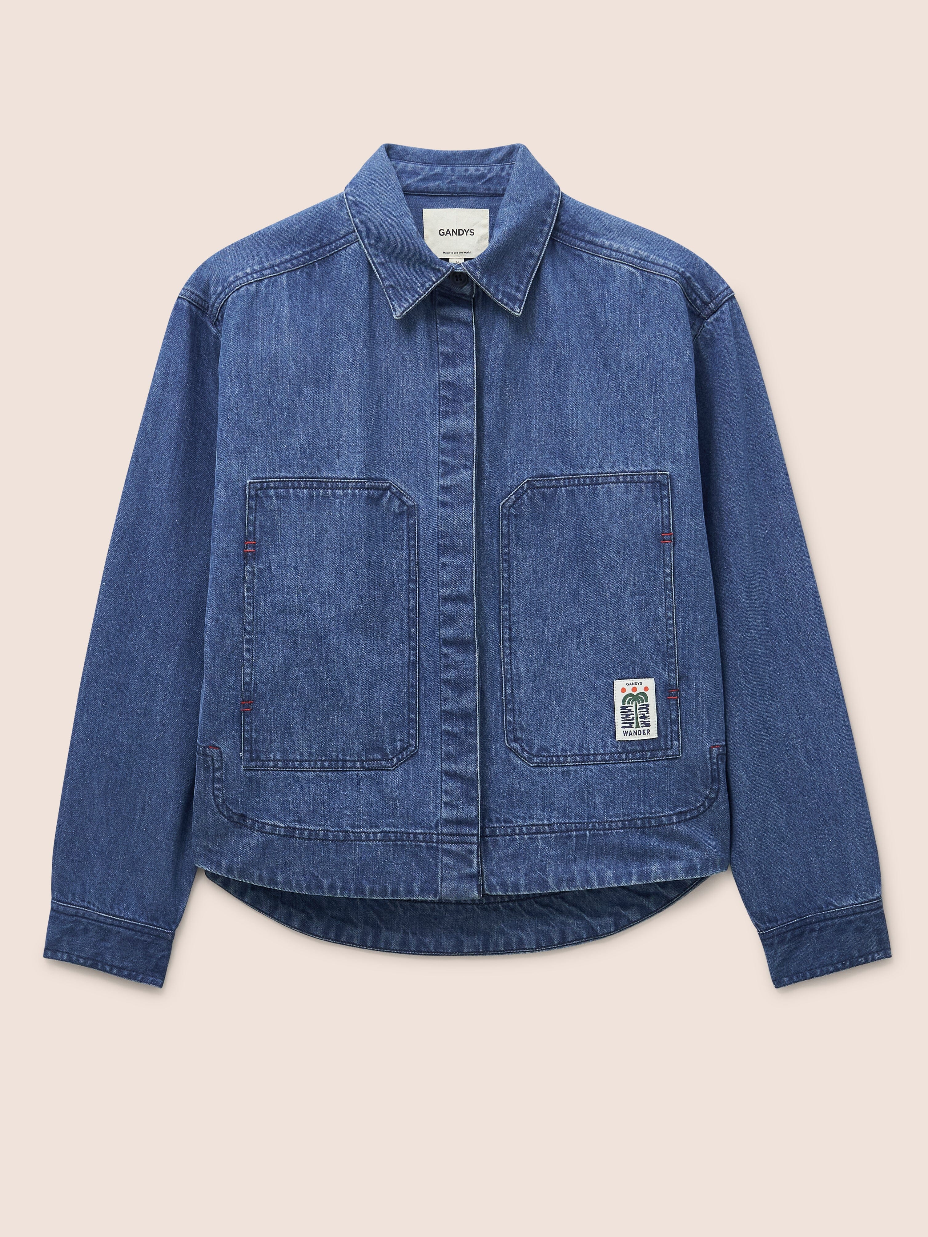 Storm Cotton Denim Shirt in Midwash Shirts- Gandys