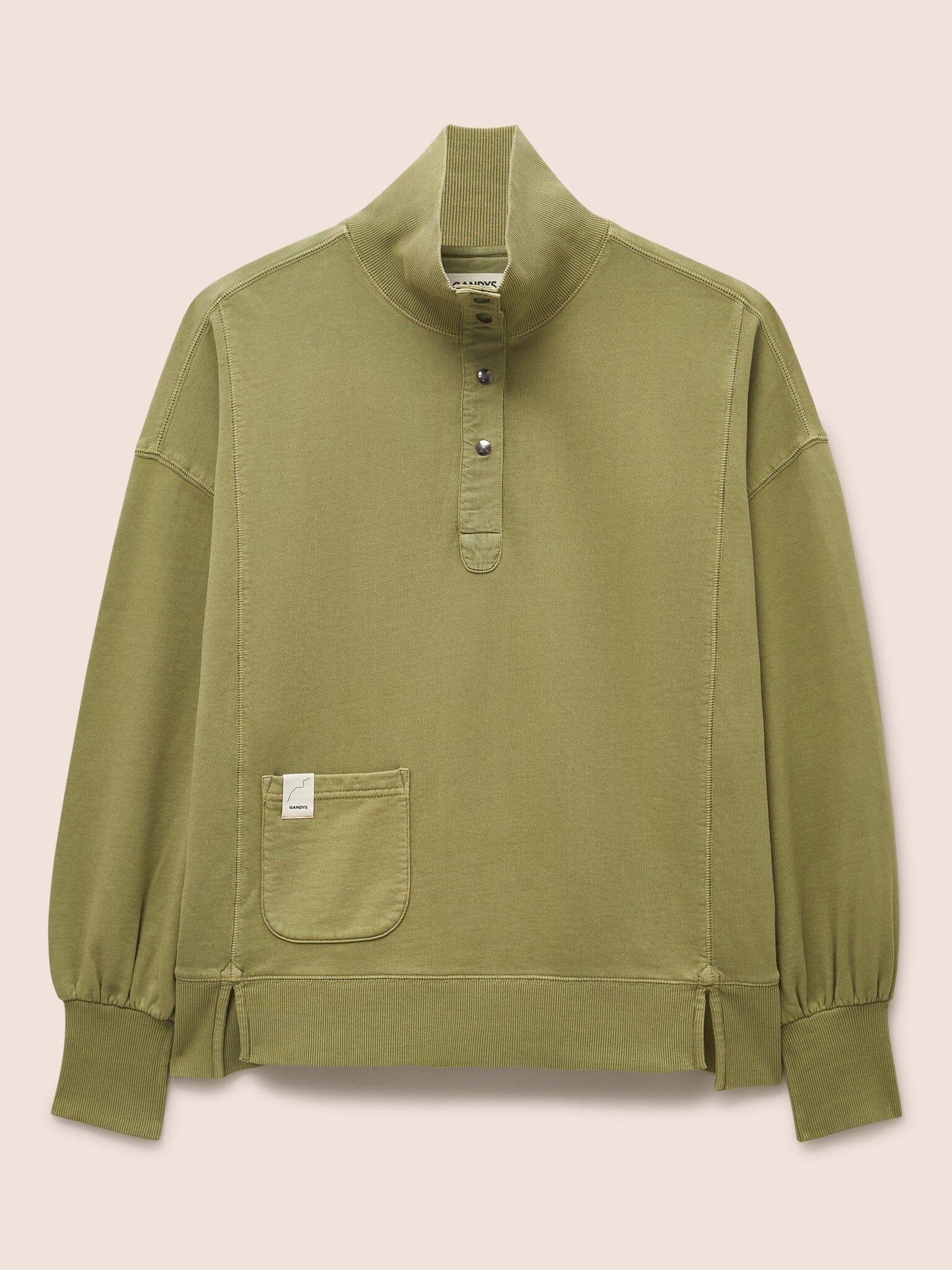 Timor Organic Cotton Funnel Neck Sweater in Khaki Layering- Gandys