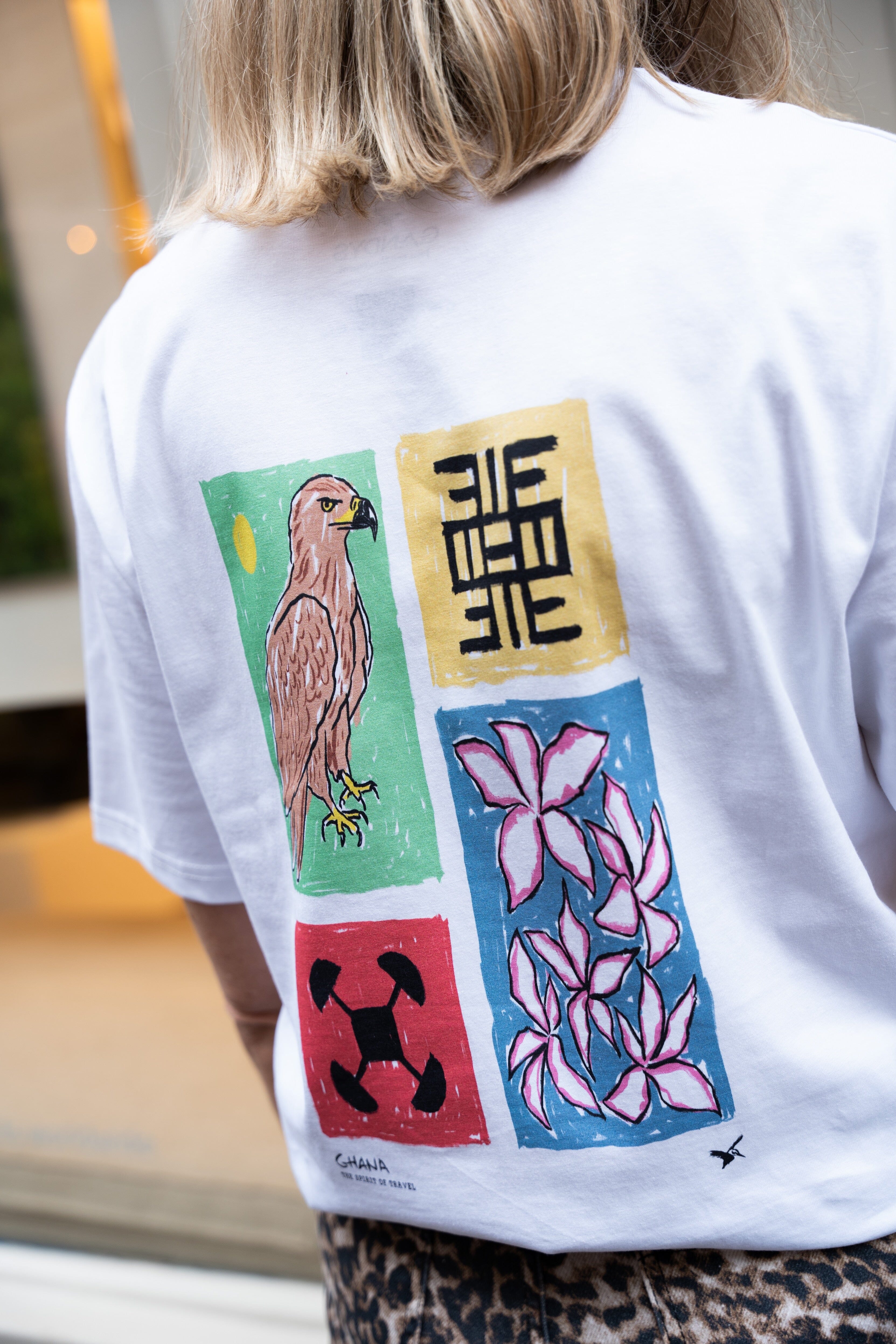 White Ghana Back Print Campus T-Shirt T-Shirts- Gandys