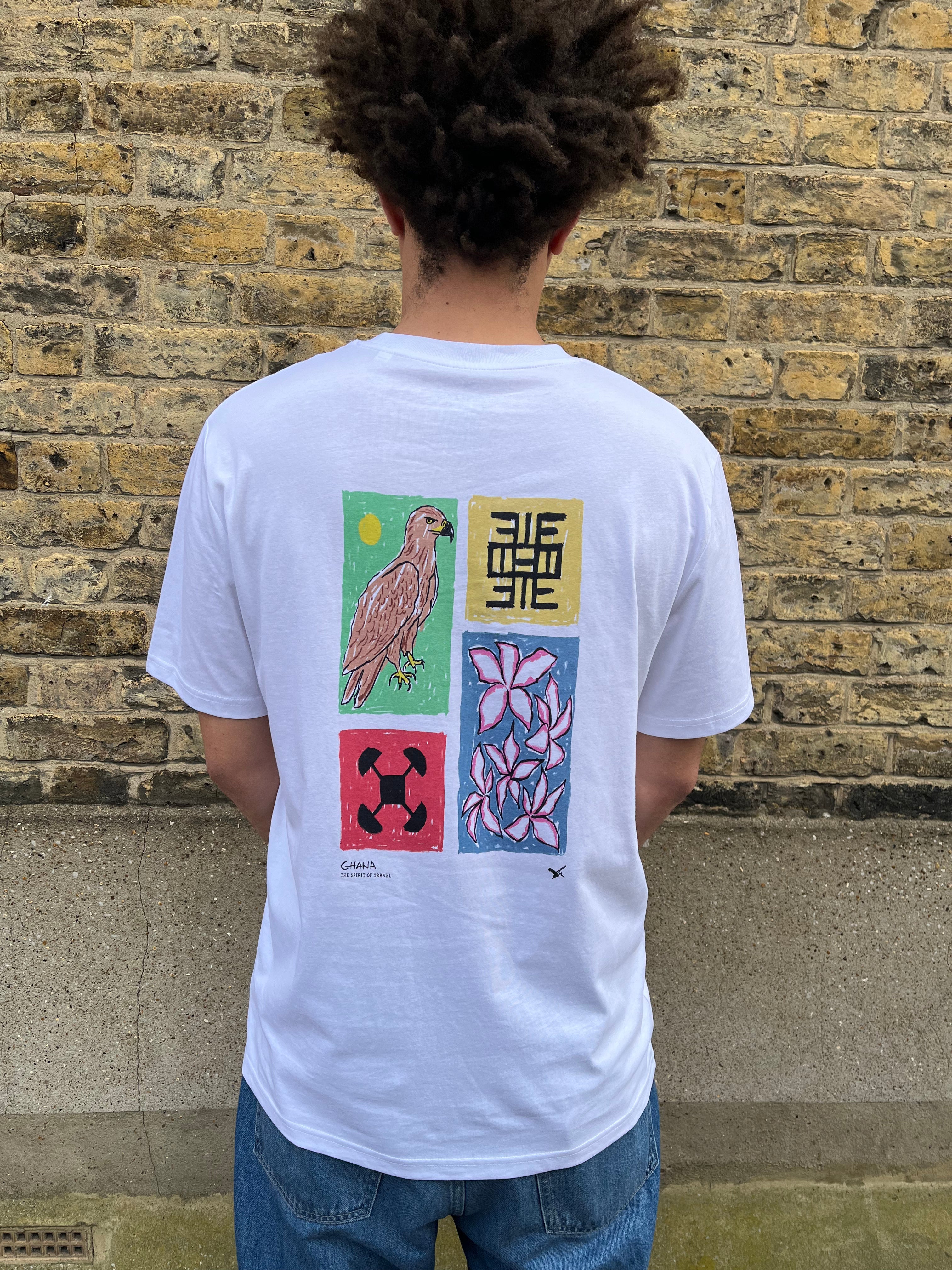 White Ghana Back Print Campus Tee T-Shirts- Gandys