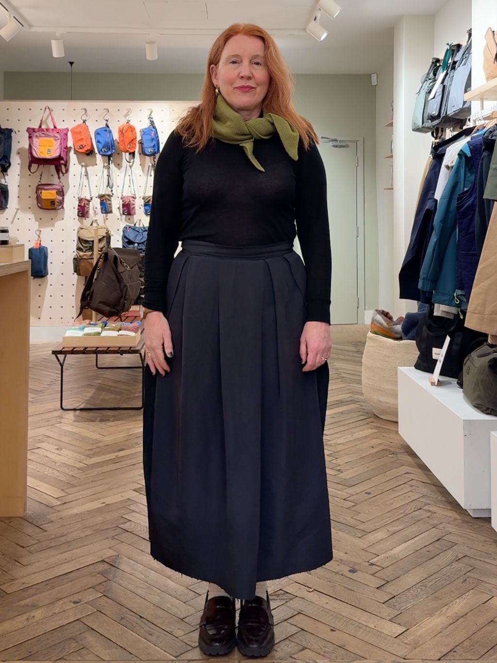 Wool Made in England Triangle Scarf in Green - Gandys