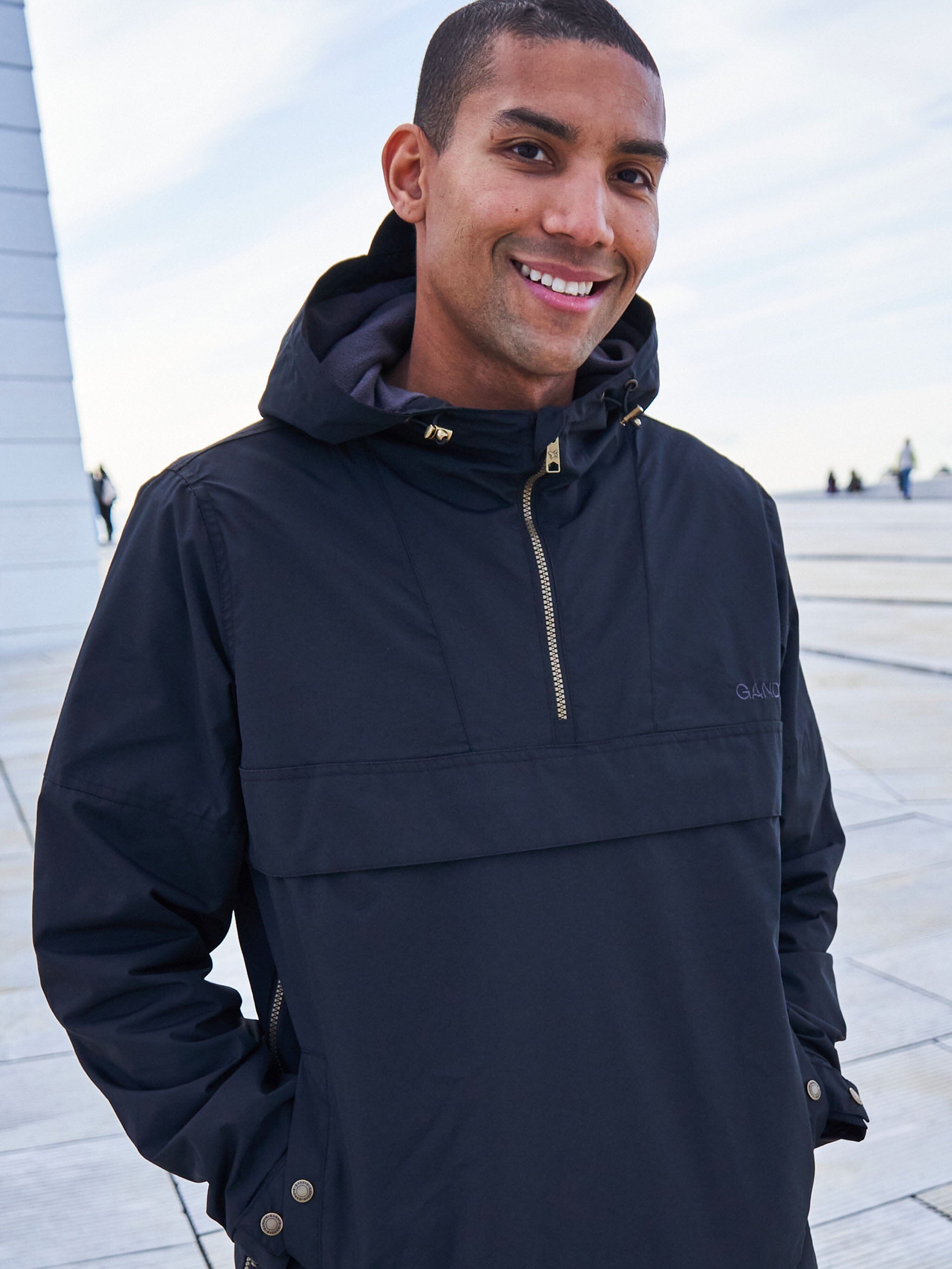 Black Alberta Fleece Lined Overhead Jacket Outerwear- Gandys