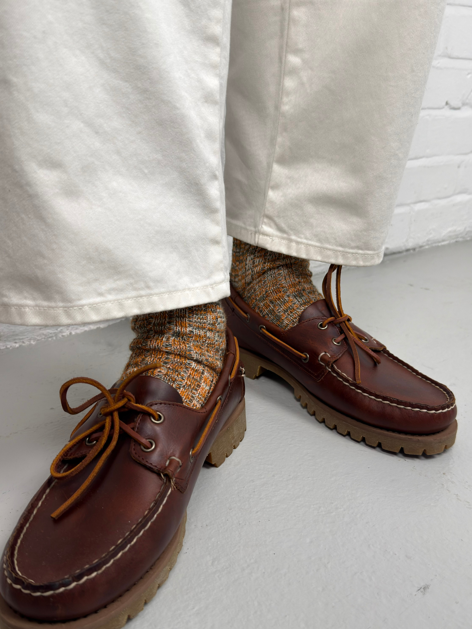 Haworth Made in England Socks in Orange, White and Green