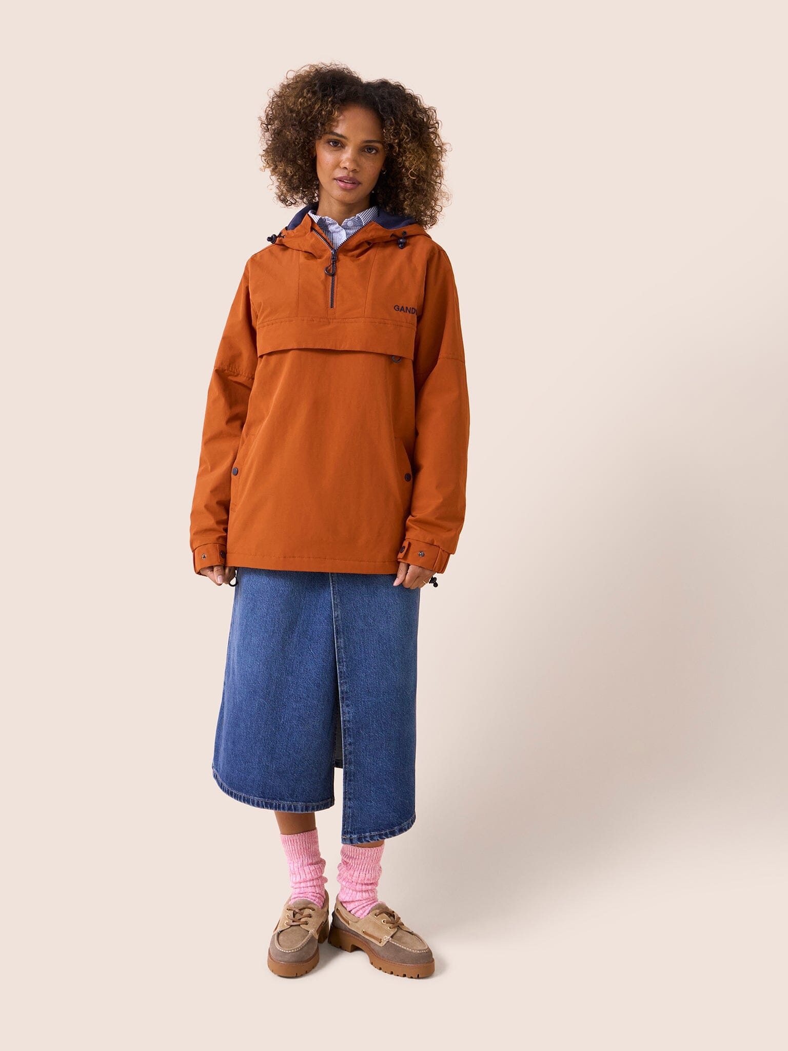 Alberta Water Resistant Overhead Jacket in Orange Outerwear- Gandys